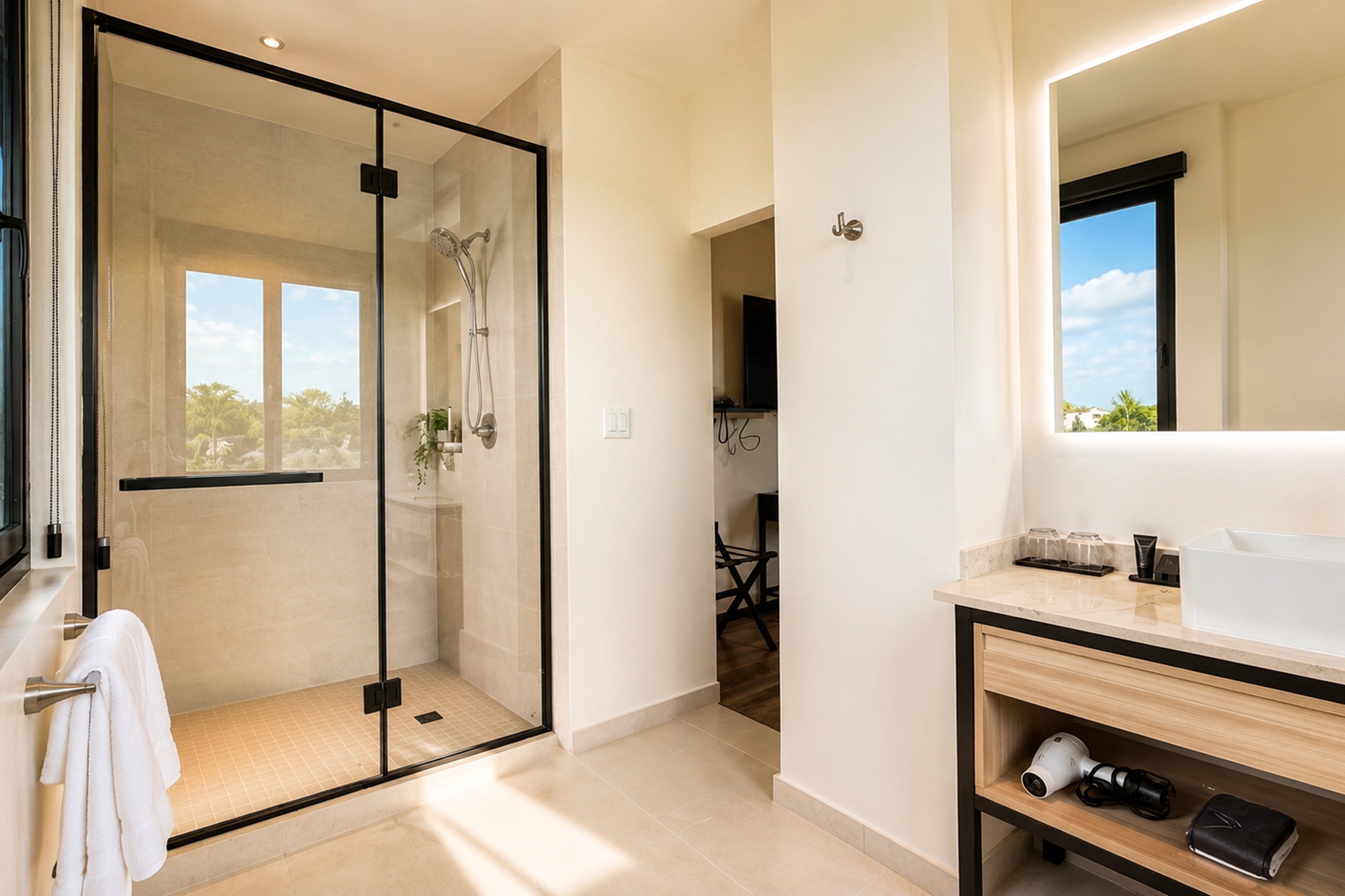Guest room bath at the Wyndham Garden Belize City Grand Resort in Belize City, Other than US/Canada