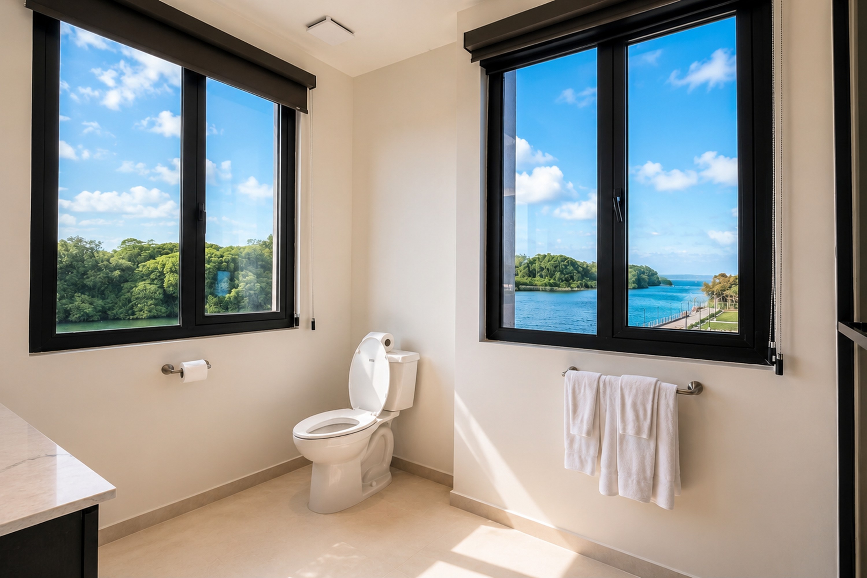 Guest room bath at the Wyndham Garden Belize City Grand Resort in Belize City, Other than US/Canada