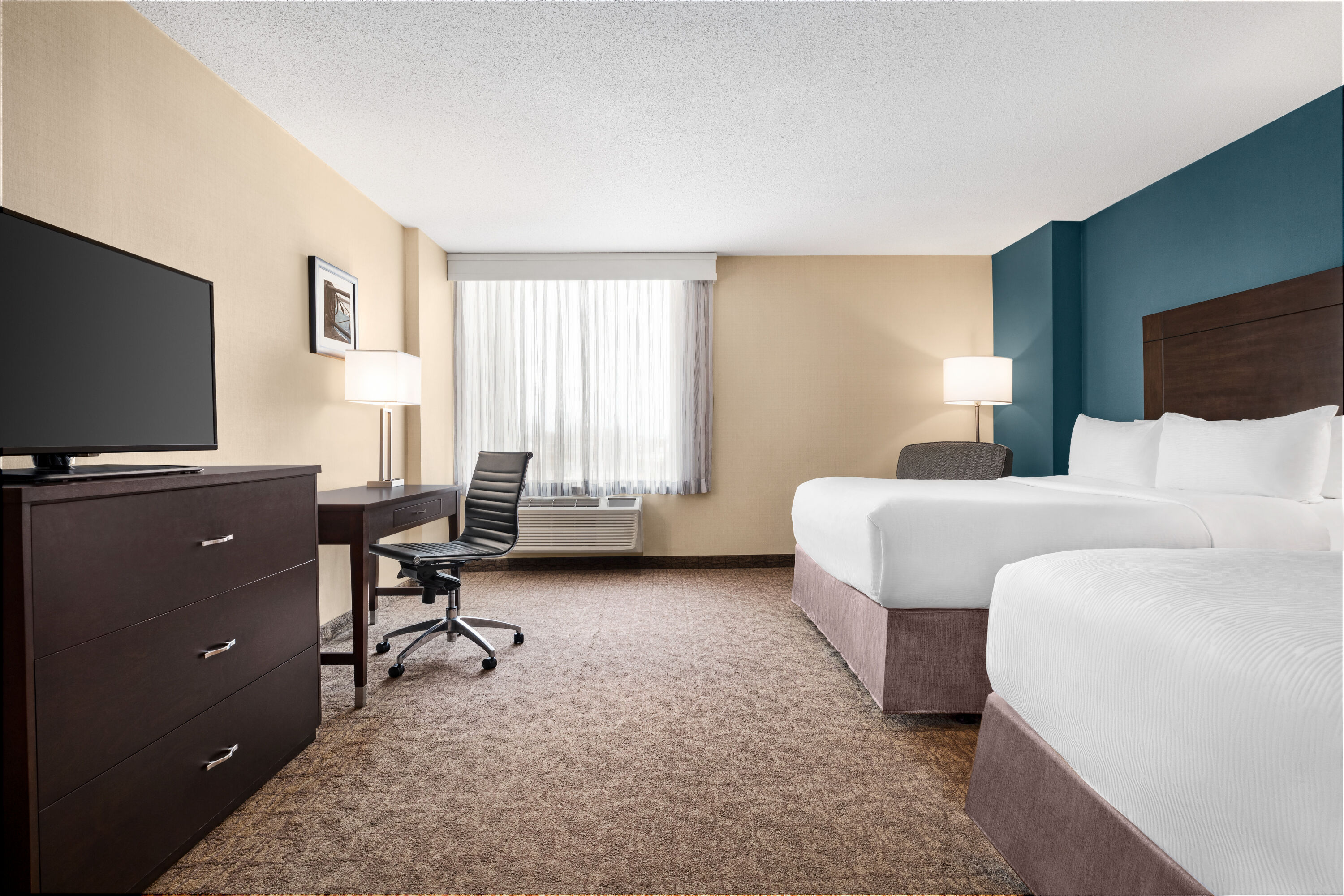 Guest room at the Wyndham Garden Niagara Falls Fallsview in Niagara Falls, Ontario
