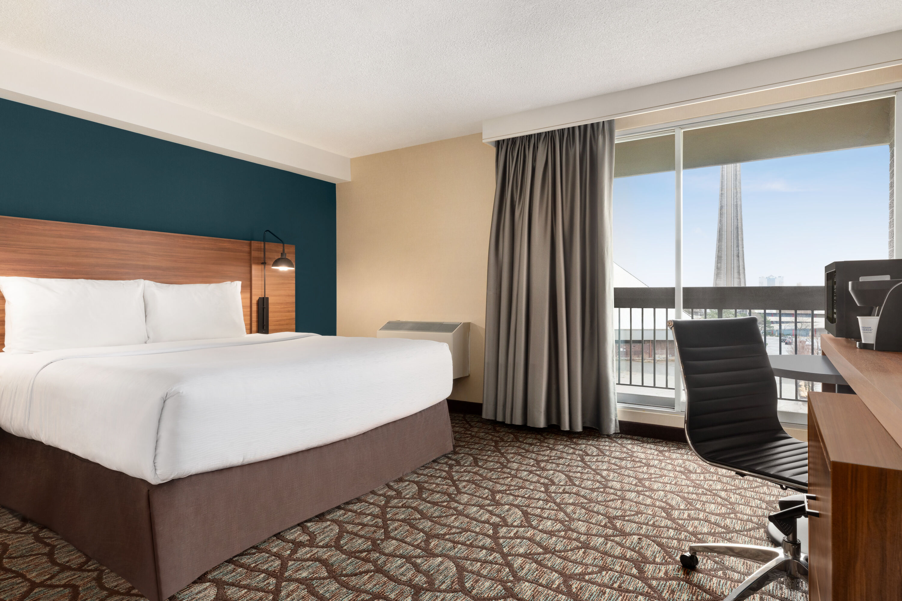 Guest room at the Wyndham Garden Niagara Falls Fallsview in Niagara Falls, Ontario