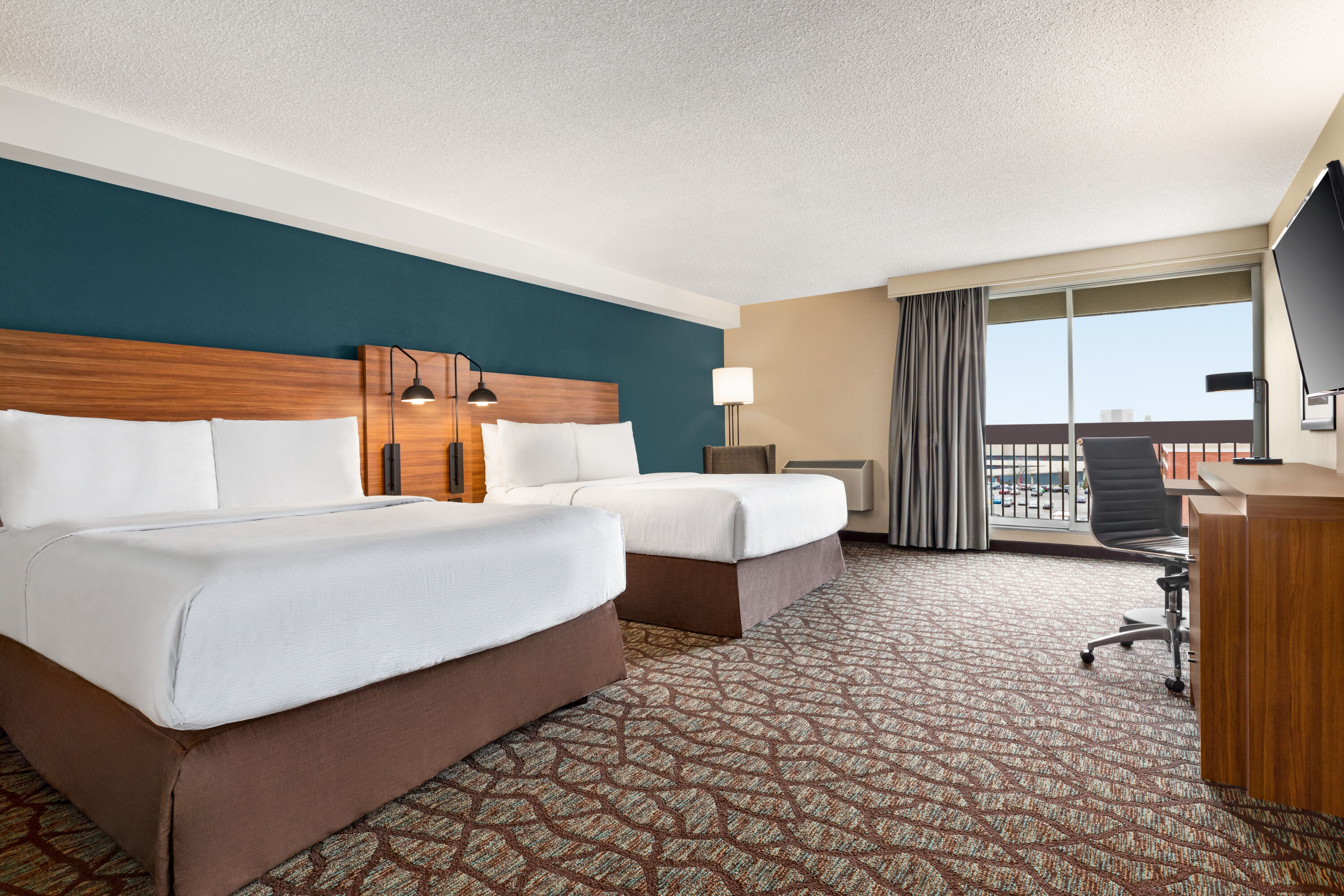 Guest room at the Wyndham Garden Niagara Falls Fallsview in Niagara Falls, Ontario