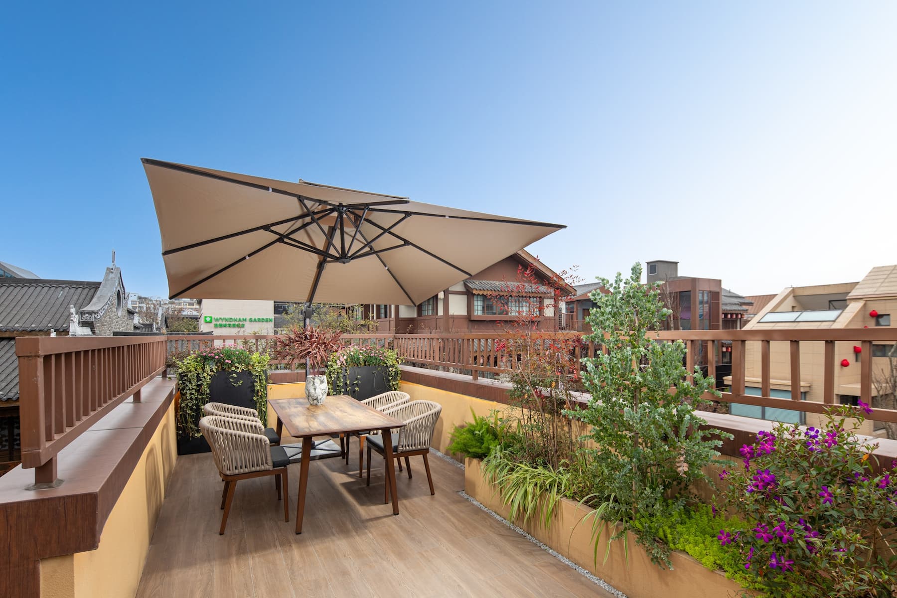 Guest room patio at the Wyndham Garden Qionglai Downtown in Chengdu, Other than US/Canada