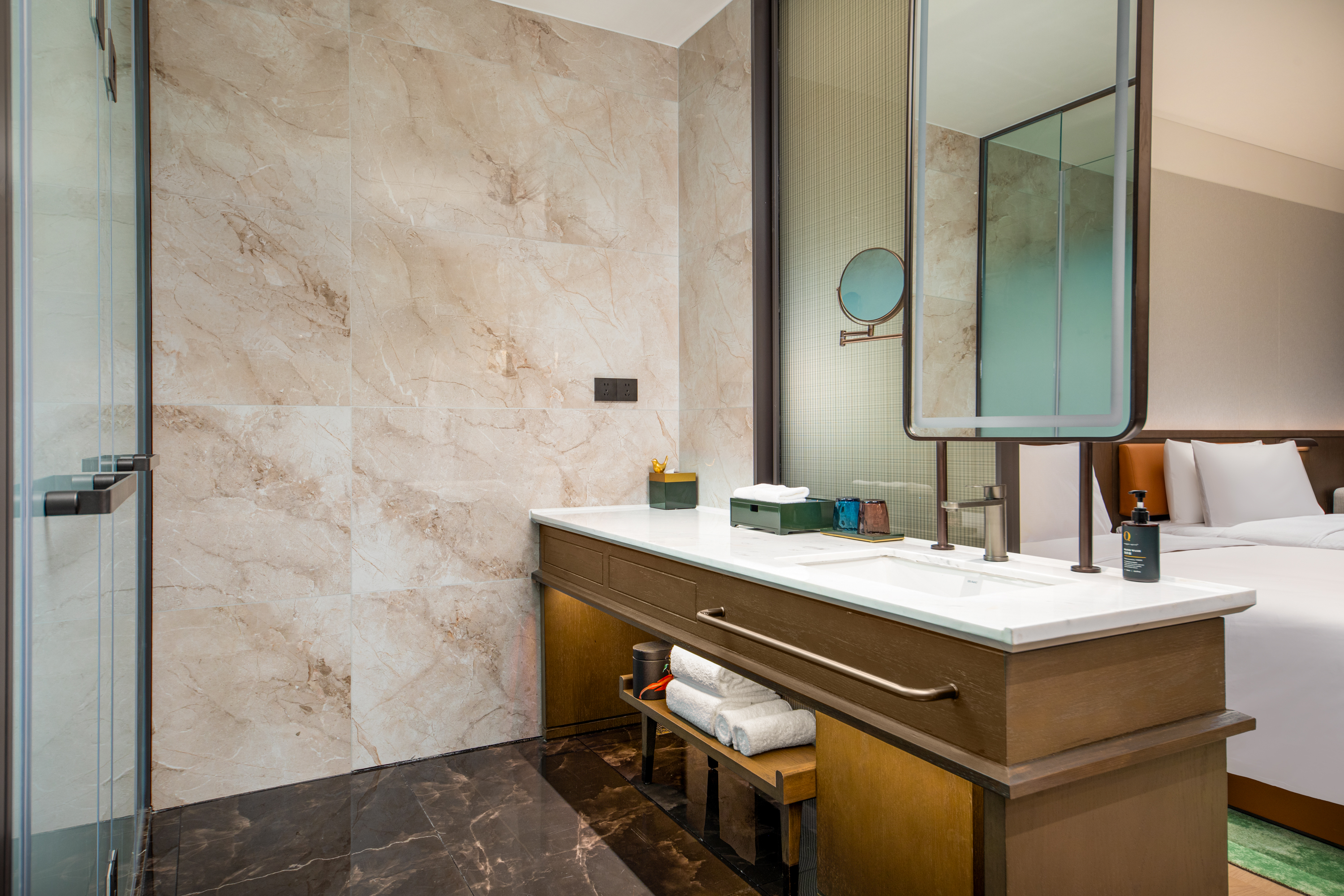 Guest room bath at the Wyndham Garden Datong Ancient City in Datong, Other than US/Canada