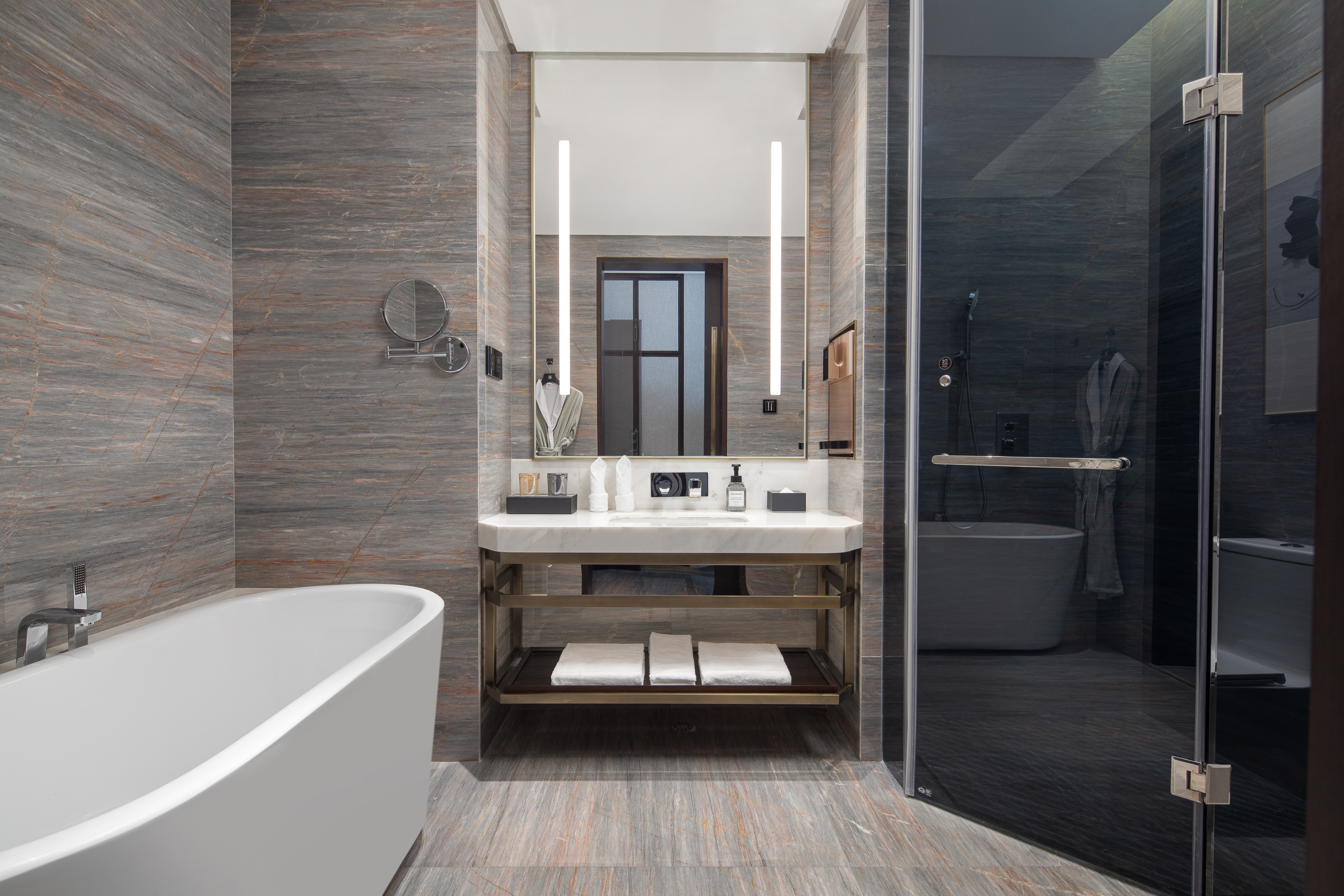 Guest room bath at the Wyndham Garden FuKang Downtown in FuKang, Other than US/Canada