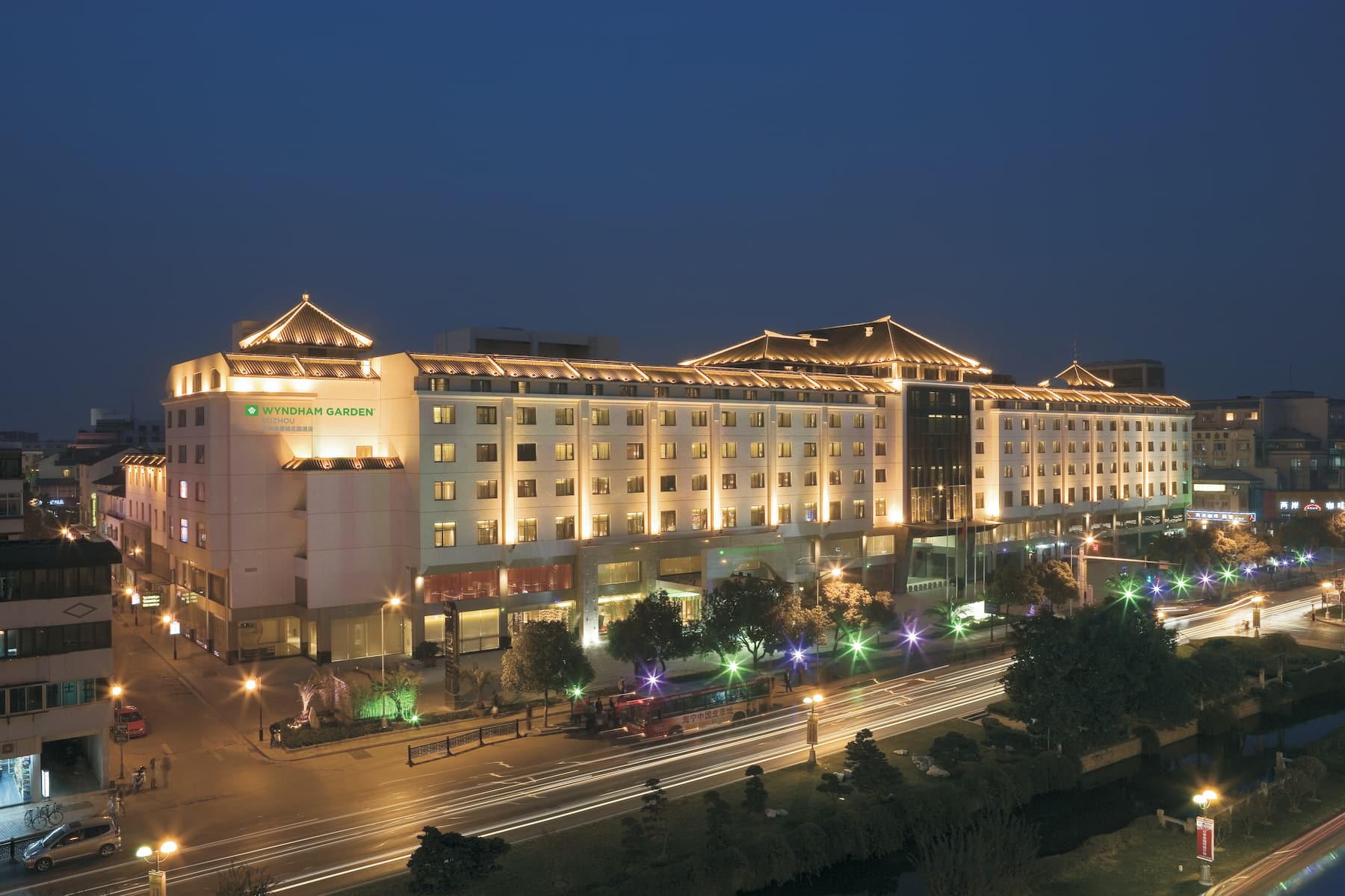 Exterior Night Image of Wyndham Garden Suzhou hotel in Suzhou, Other than US/Canada