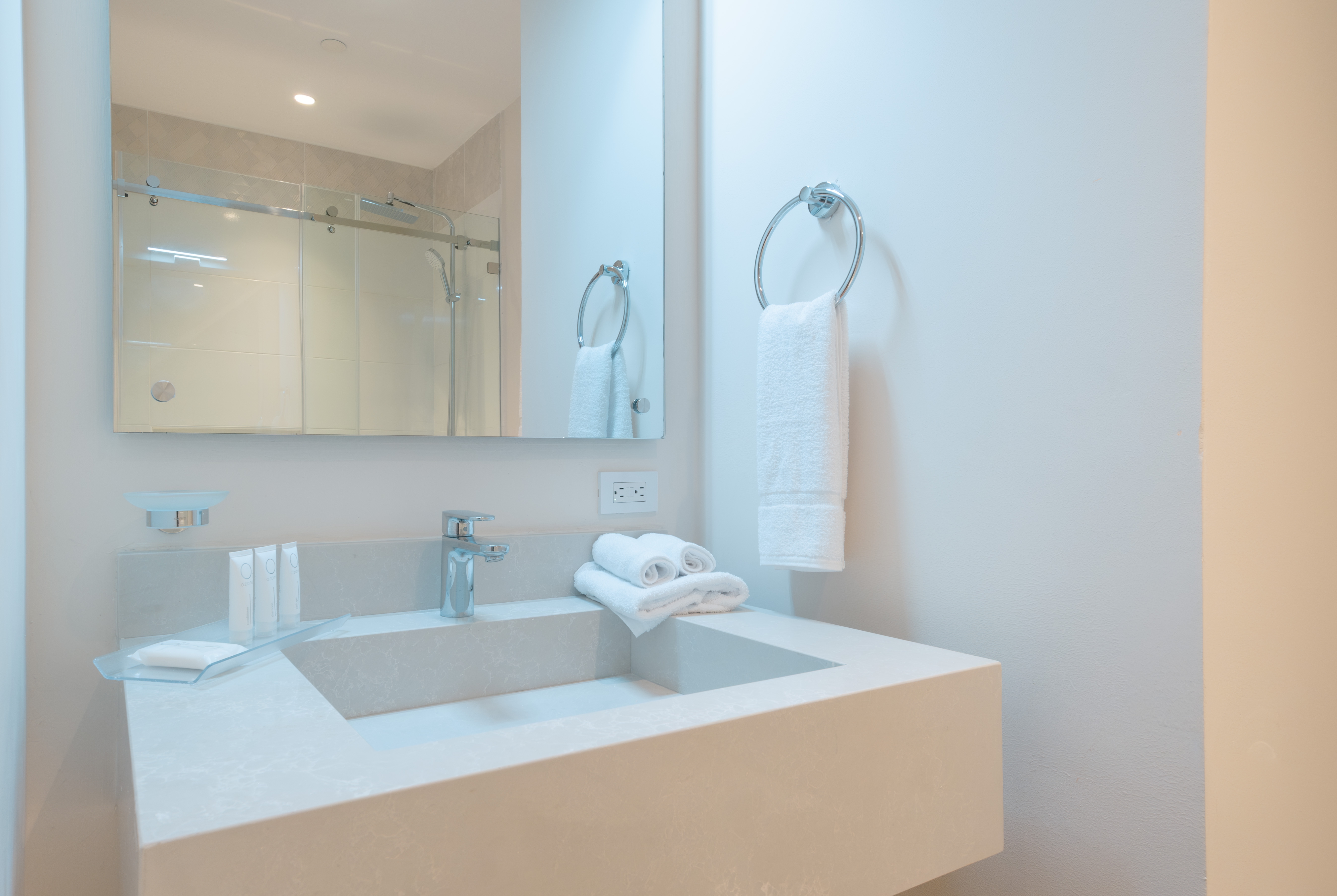 Guest room bath at the Wyndham Garden El Morro Montecristi in Montecristi, Other than US/Canada