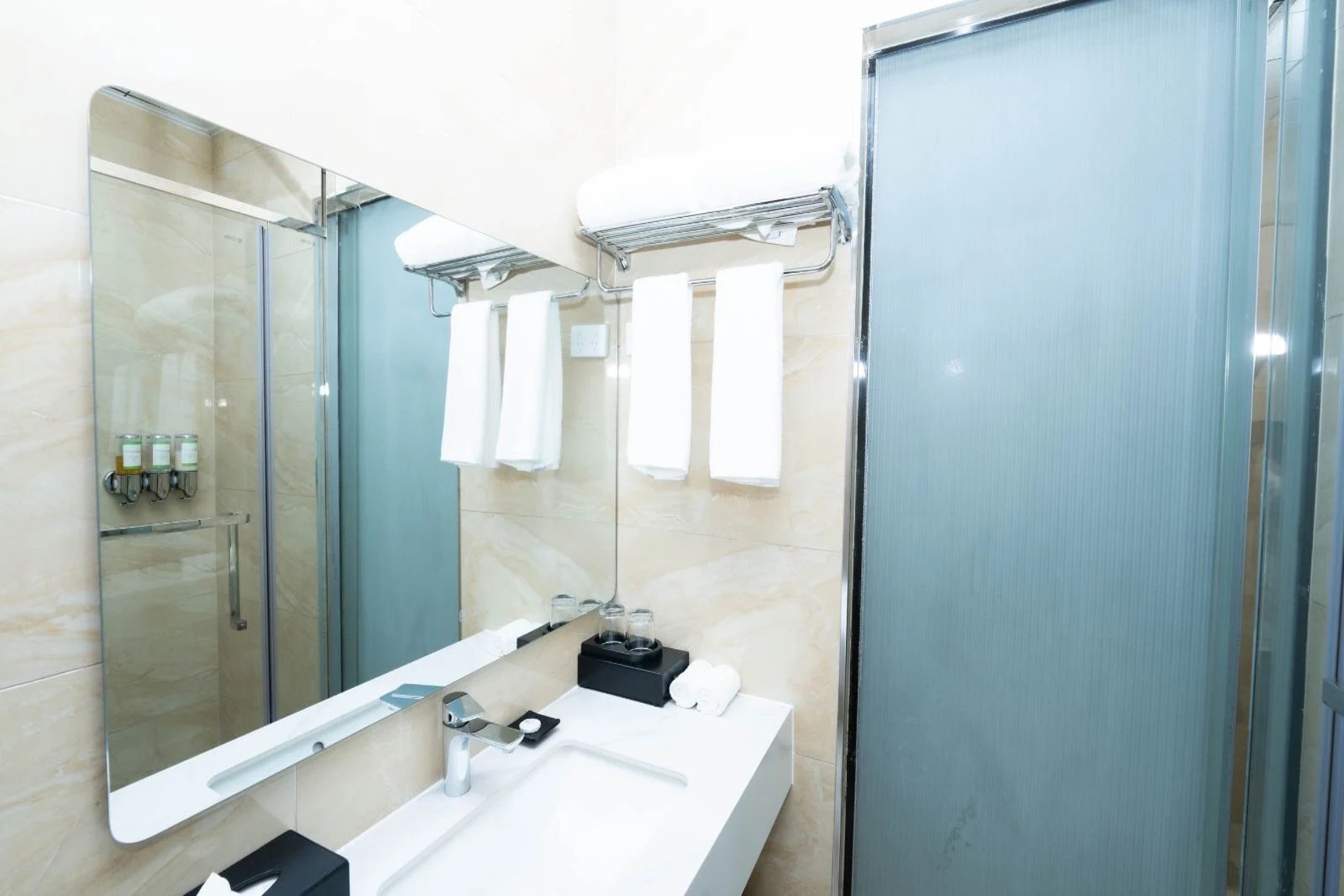 Guest room bath at the Wyndham Garden Wailoaloa Beach Fiji in Nadi, Other than US/Canada