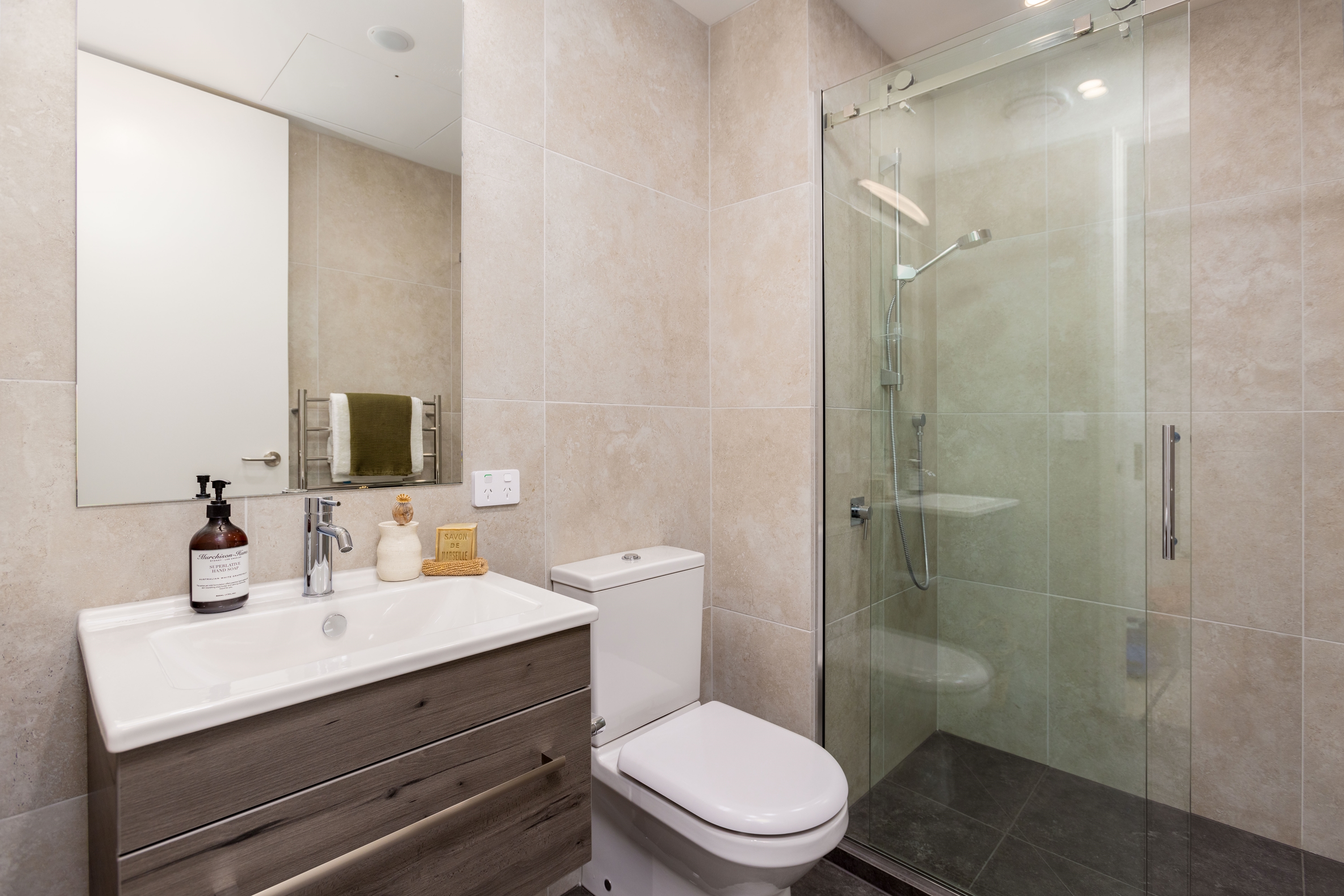 Guest room bath at the Wyndham Garden Christchurch Kilmore Street in Christchurch, Other than US/Canada