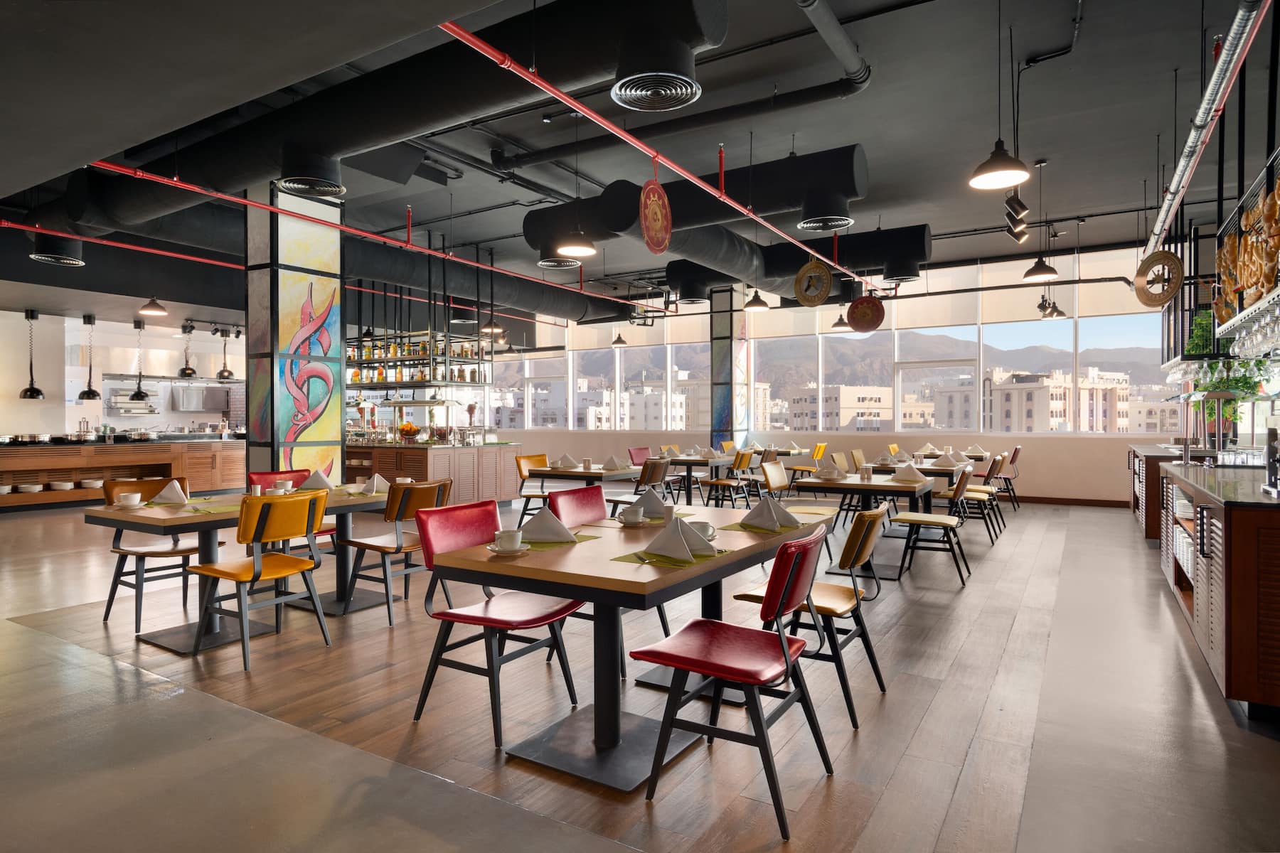 Wyndham Garden Muscat Al Khuwair restaurant breakfast area with seating in Muscat, Other than US/Canada