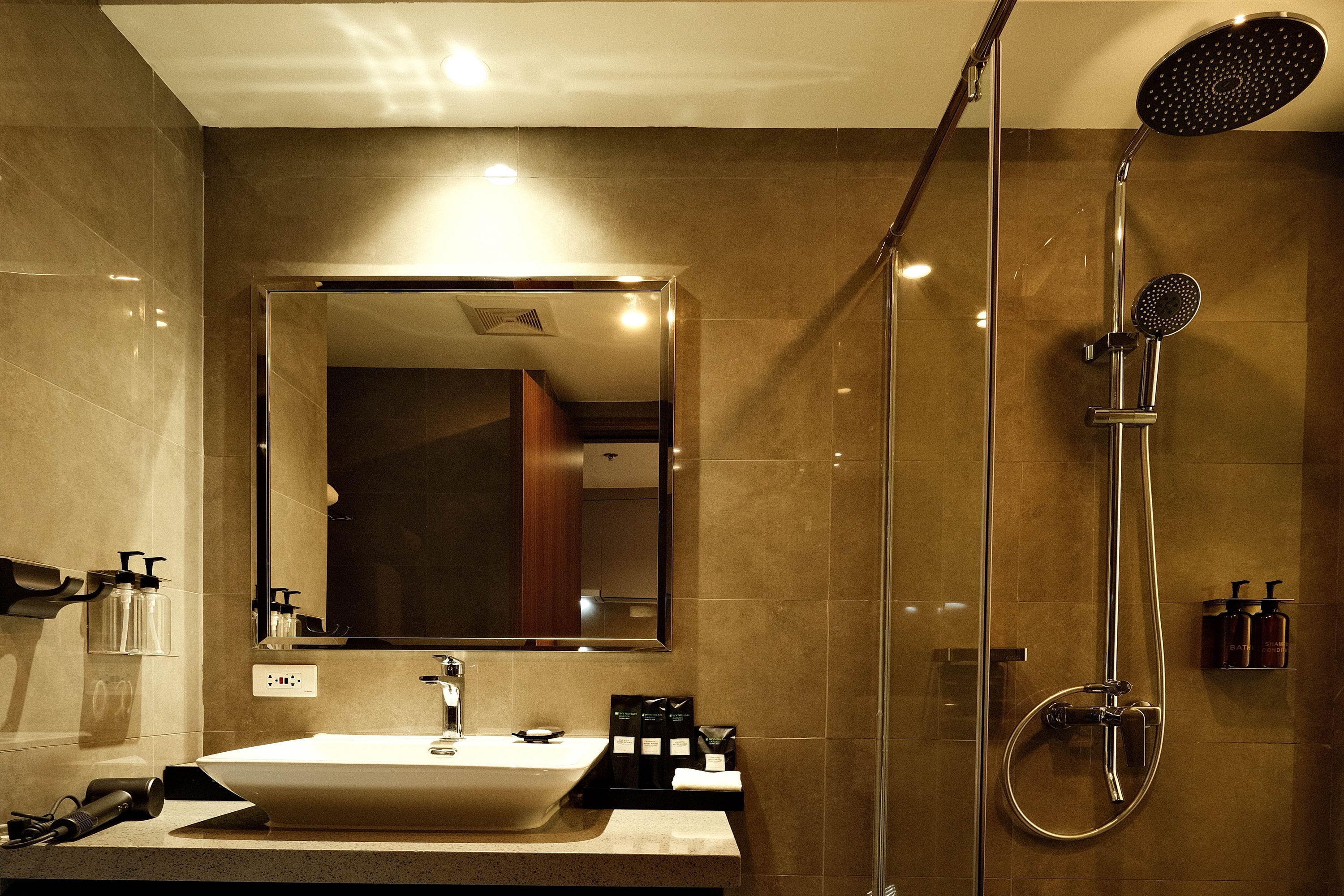 Guest room bath at the Wyndham Garden Manila Bay in Manila, Other than US/Canada