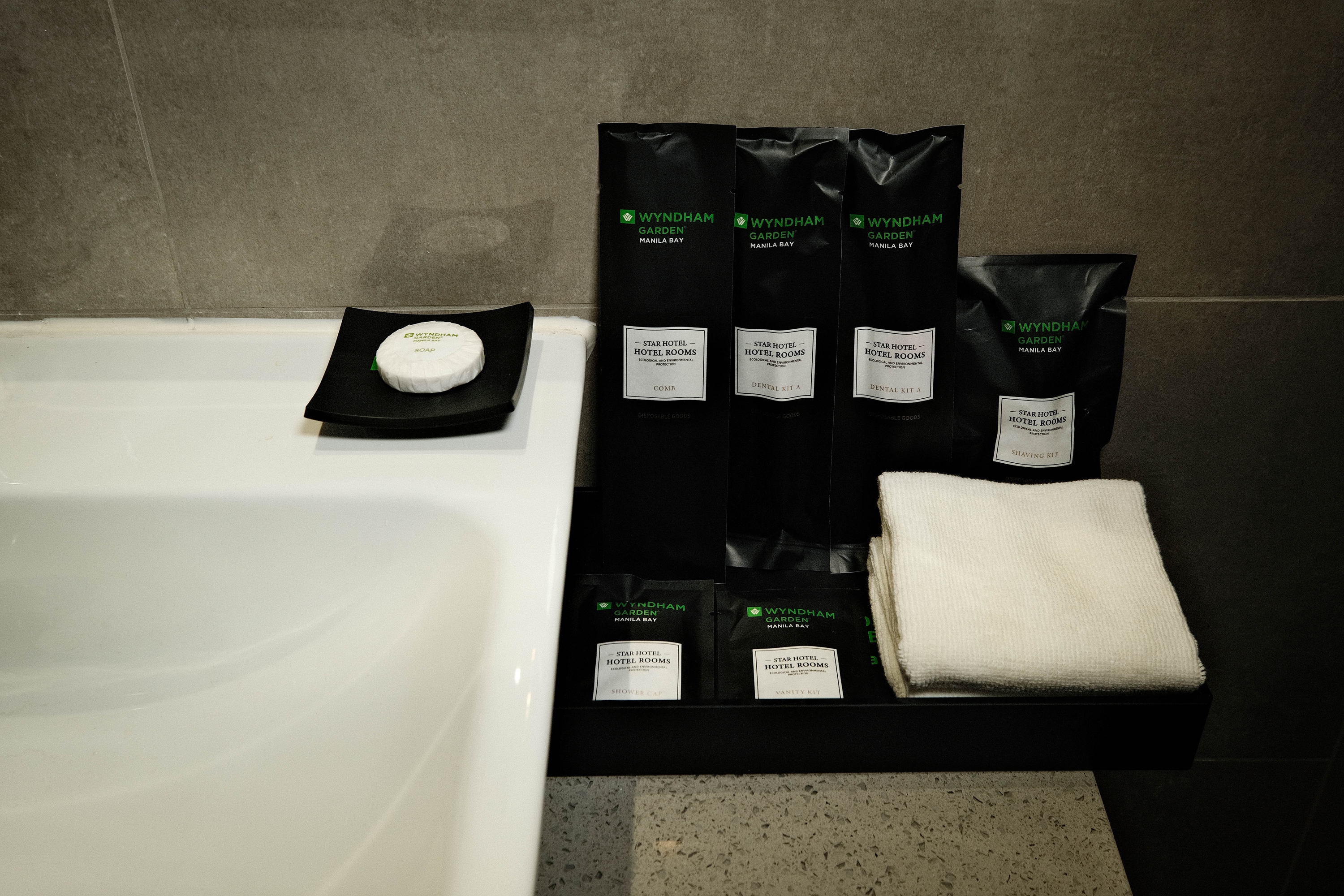 Guest room bath at the Wyndham Garden Manila Bay in Manila, Other than US/Canada