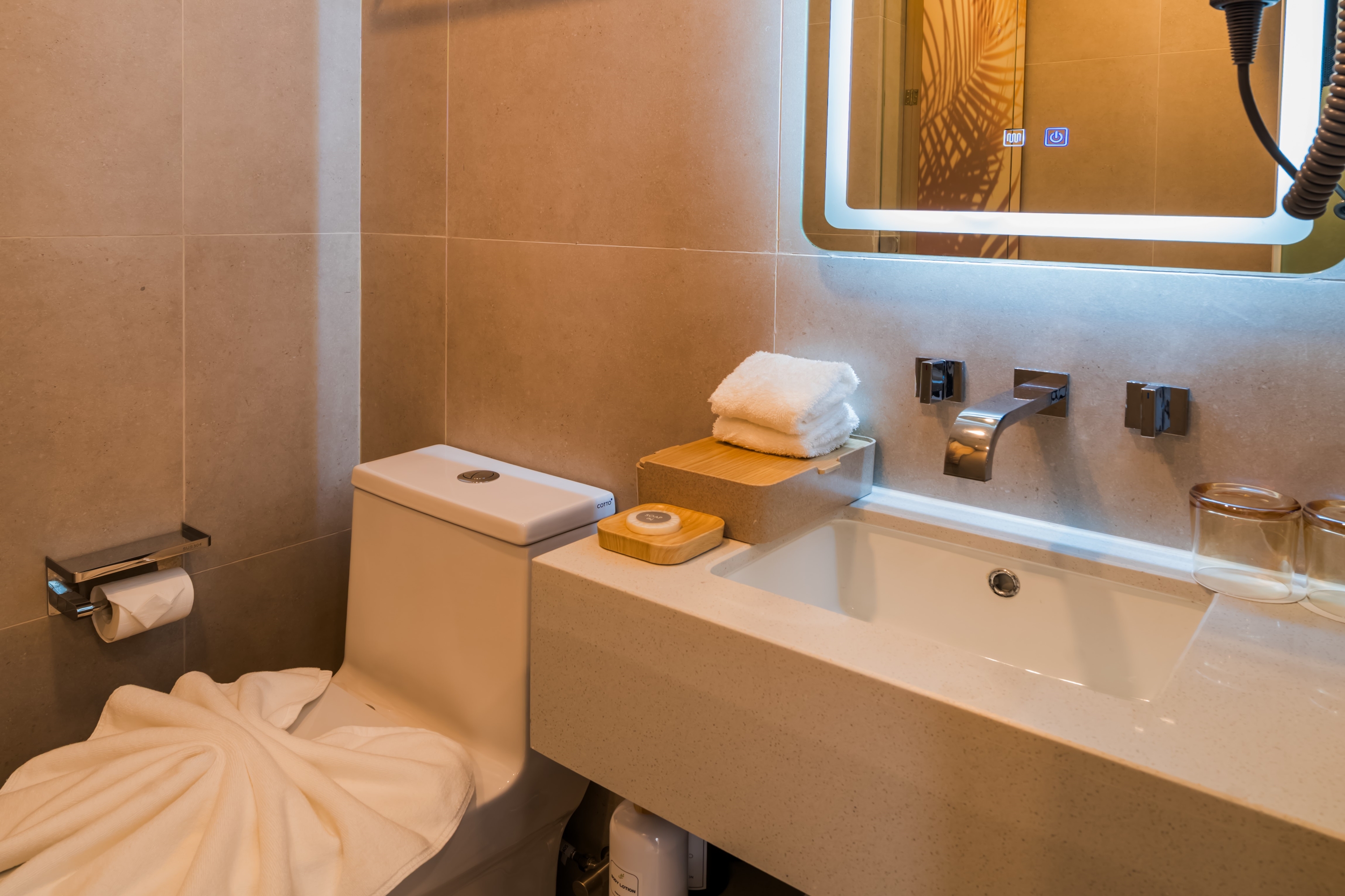 Guest room bath at the Wyndham Garden Samui Wing in Surat Thani, Other than US/Canada