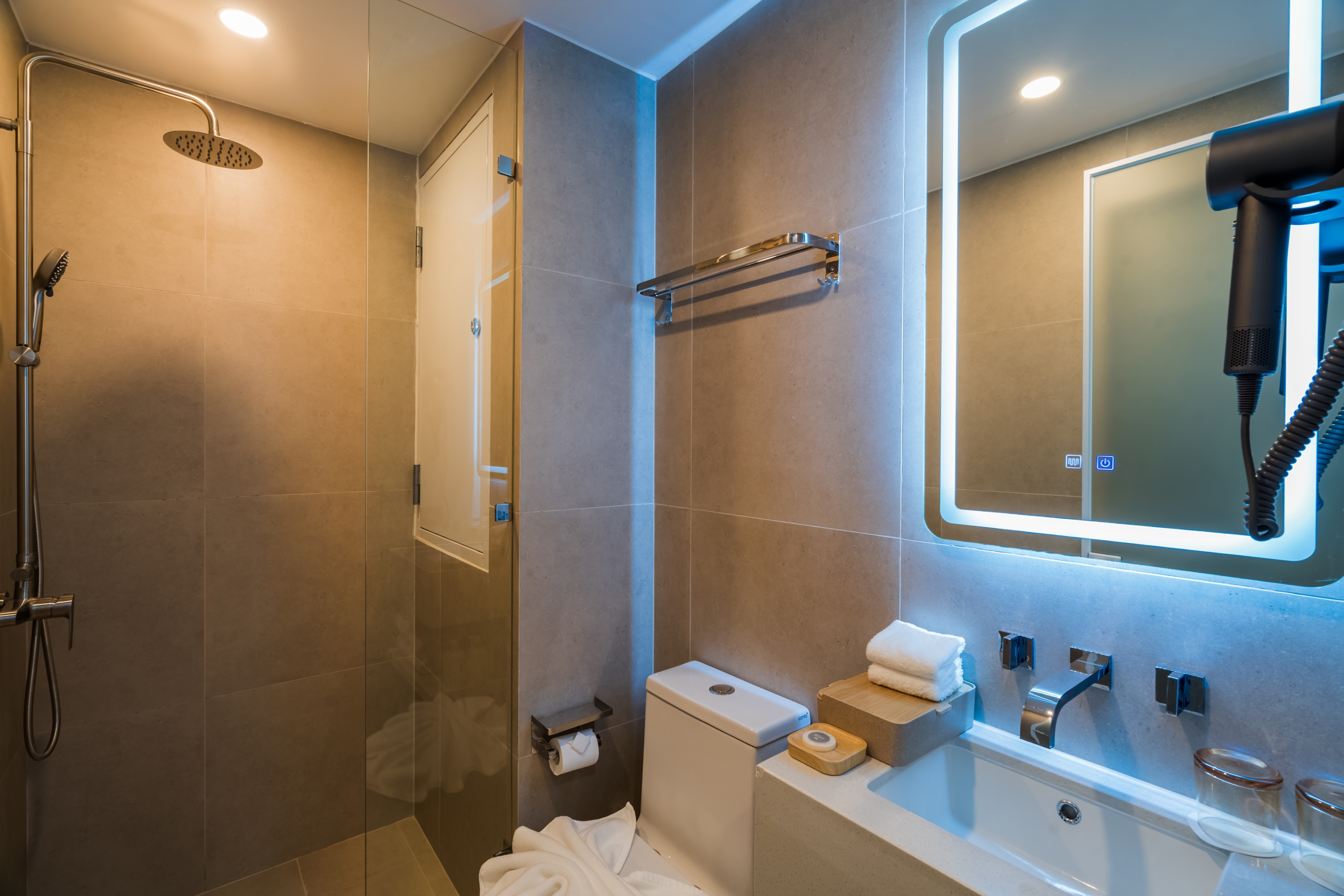 Guest room bath at the Wyndham Garden Samui Wing in Surat Thani, Other than US/Canada