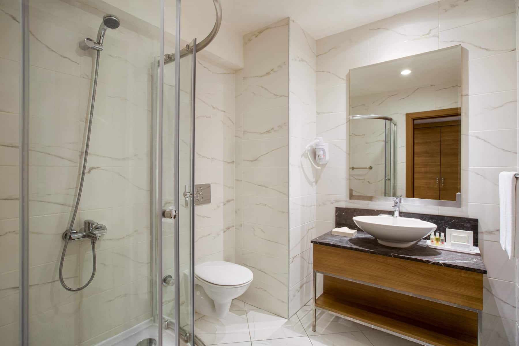 Guest room bath at the Wyndham Garden Lara in Antalya, Other than US/Canada