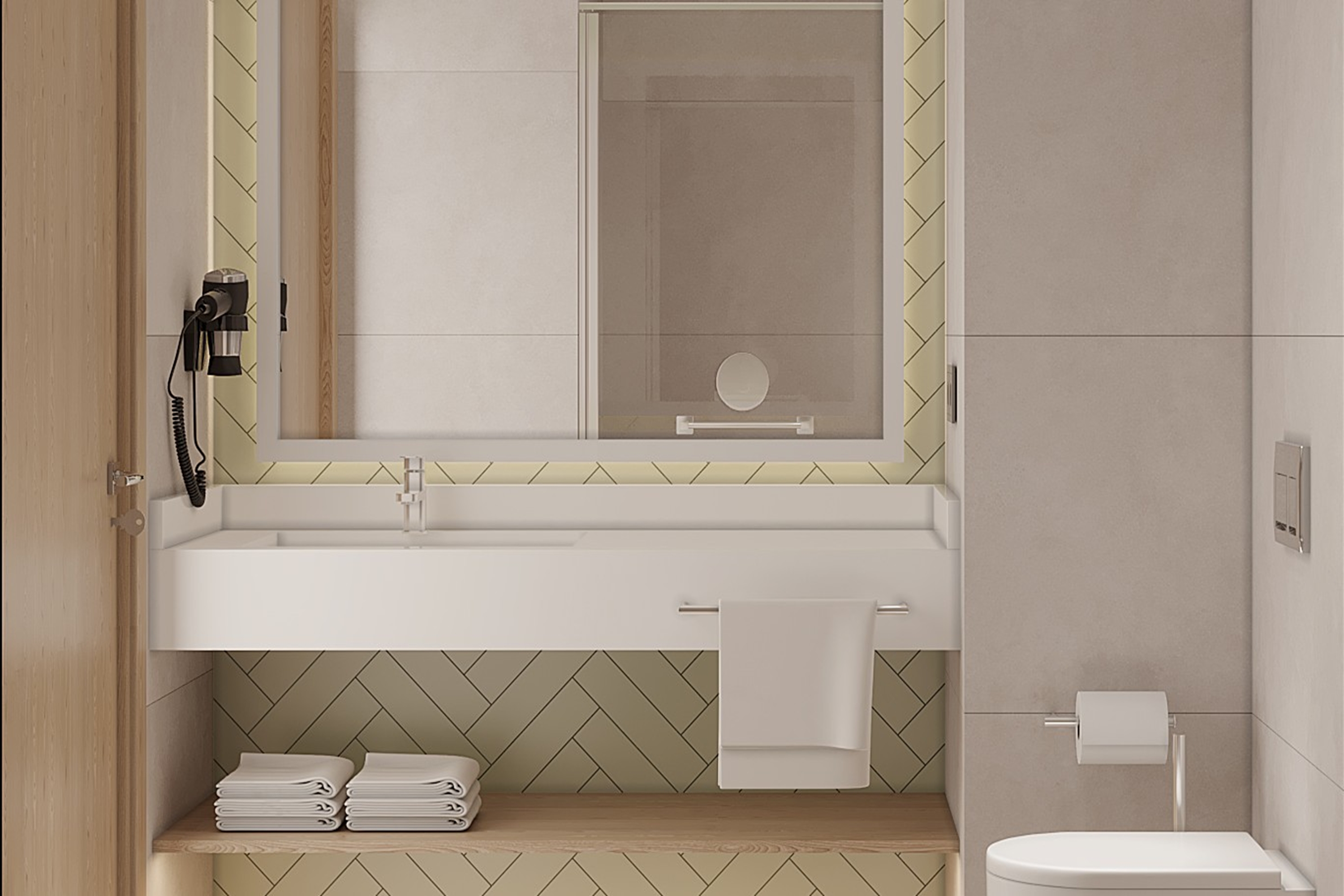 Guest room bath at the Wyndham Garden Istanbul Tuzla Marina in Istanbul, Other than US/Canada