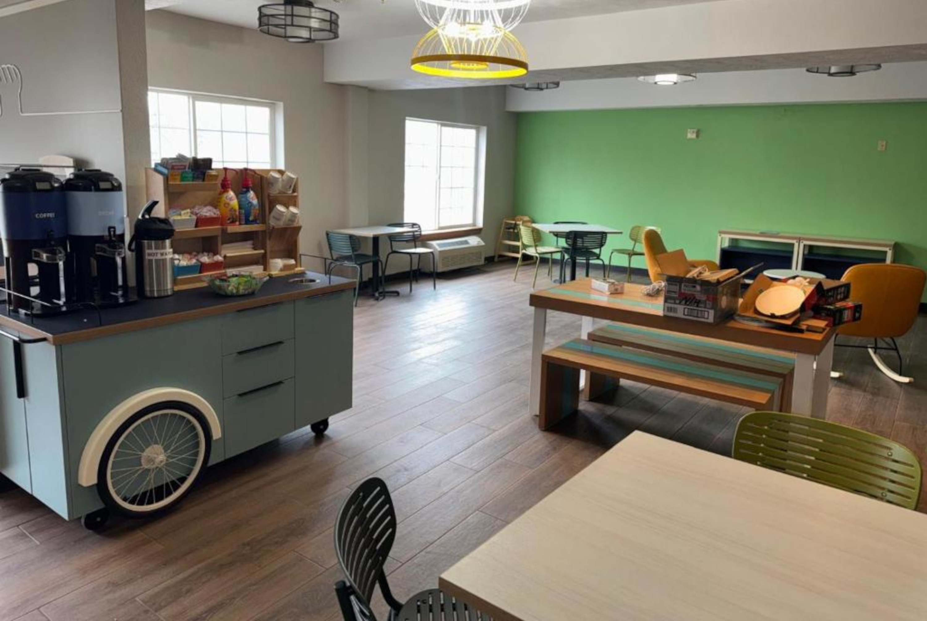 Wyndham Garden Anchorage Airport restaurant breakfast area with seating in Anchorage, Alaska