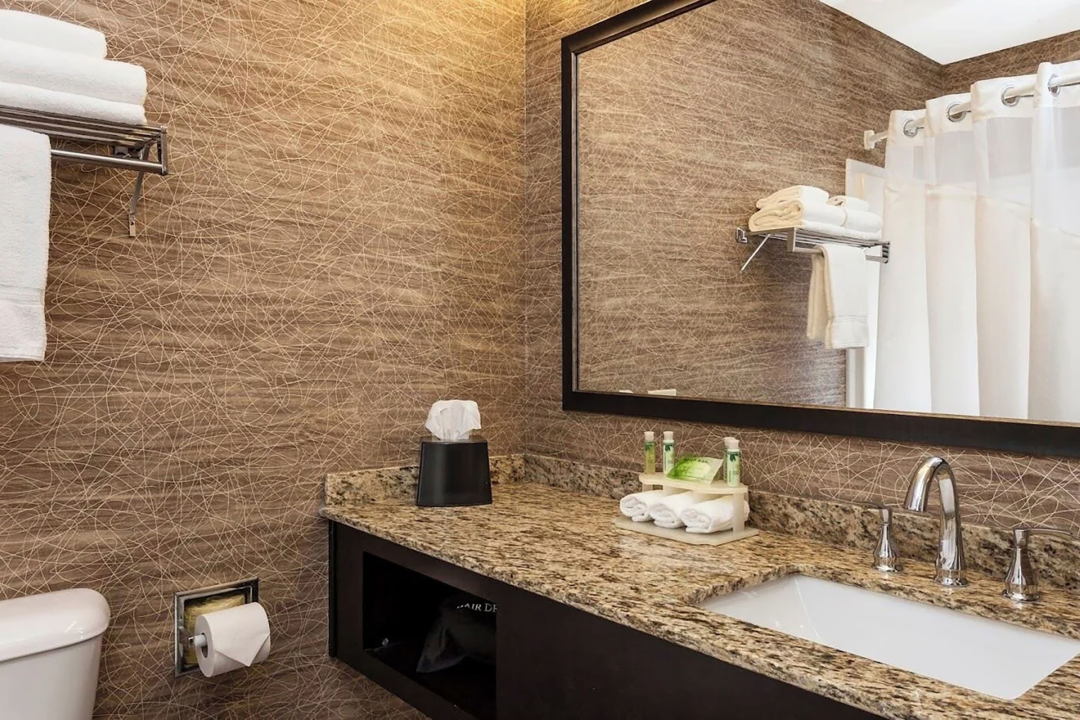 Guest room bath at the Wyndham Garden Anchorage Airport in Anchorage, Alaska