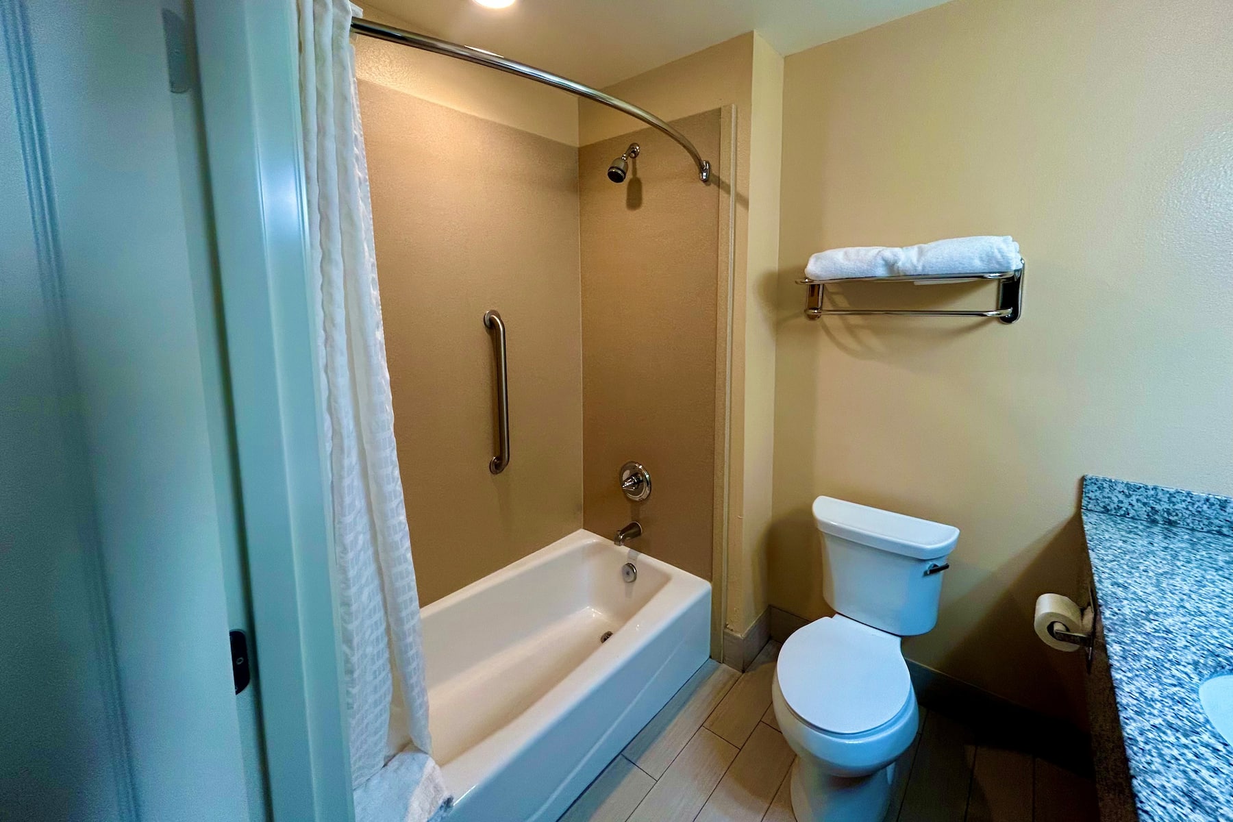 Guest room bath at the Wyndham Garden Lancaster CA in Lancaster, California