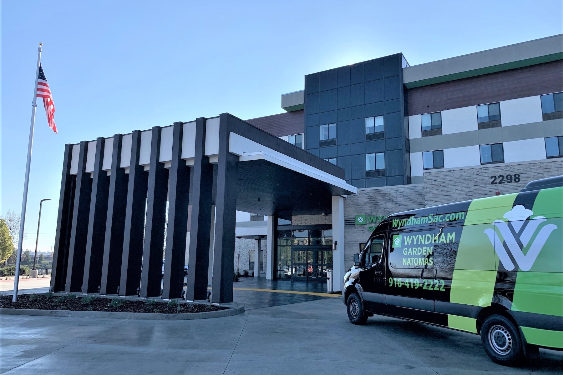 Exterior of Wyndham Garden Sacramento Airport Natomas hotel in Sacramento, California