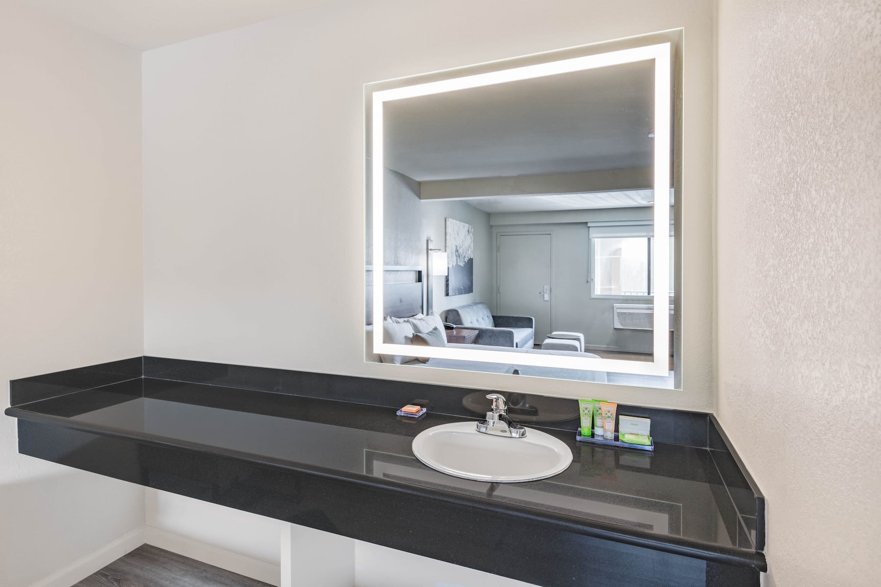 Guest room bath at the Wyndham Garden San Diego near SeaWorld in San Diego, California