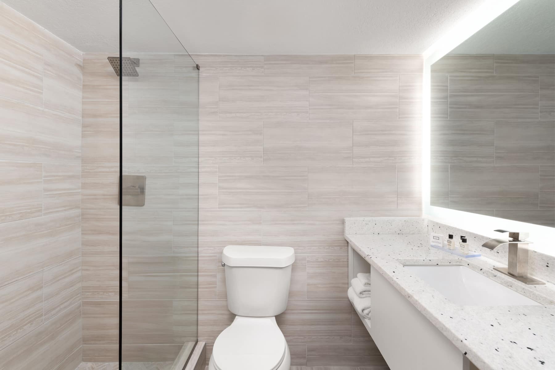 Guest room bath at the Wyndham Garden Fort Walton Beach Destin in Fort Walton Beach, Florida