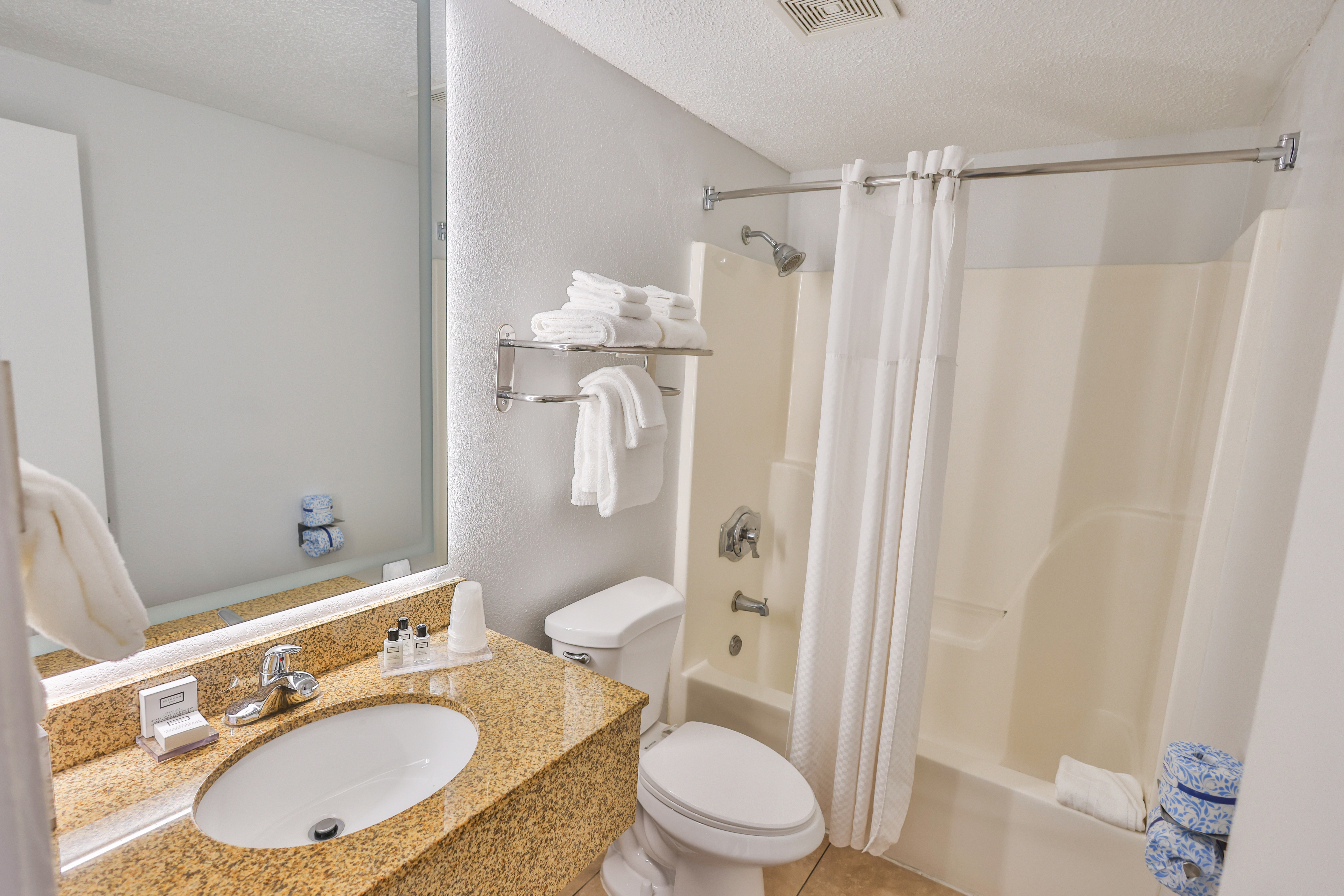 Guest room bath at the Wyndham Garden Fort Walton Beach Destin in Fort Walton Beach, Florida