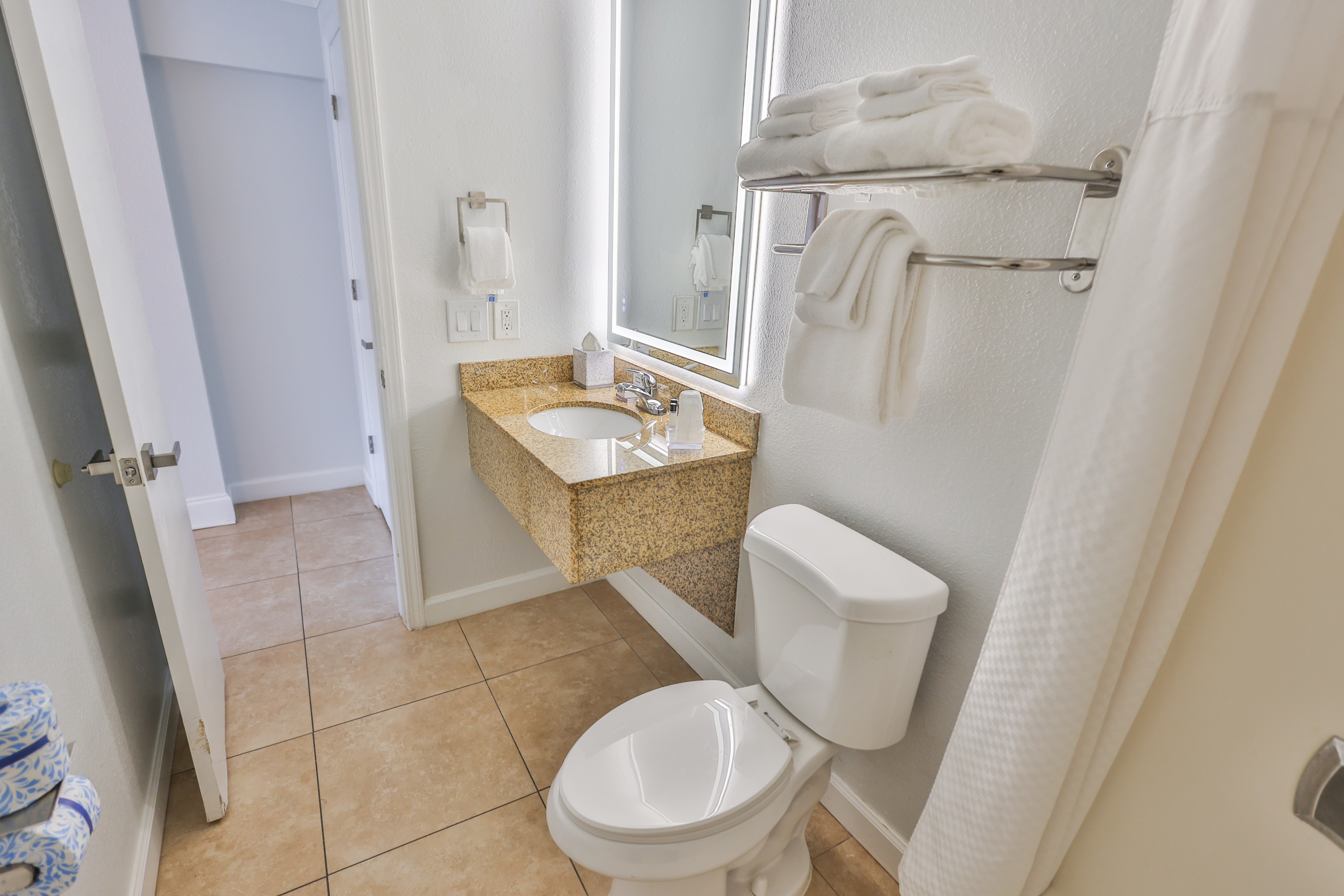 Guest room bath at the Wyndham Garden Fort Walton Beach Destin in Fort Walton Beach, Florida