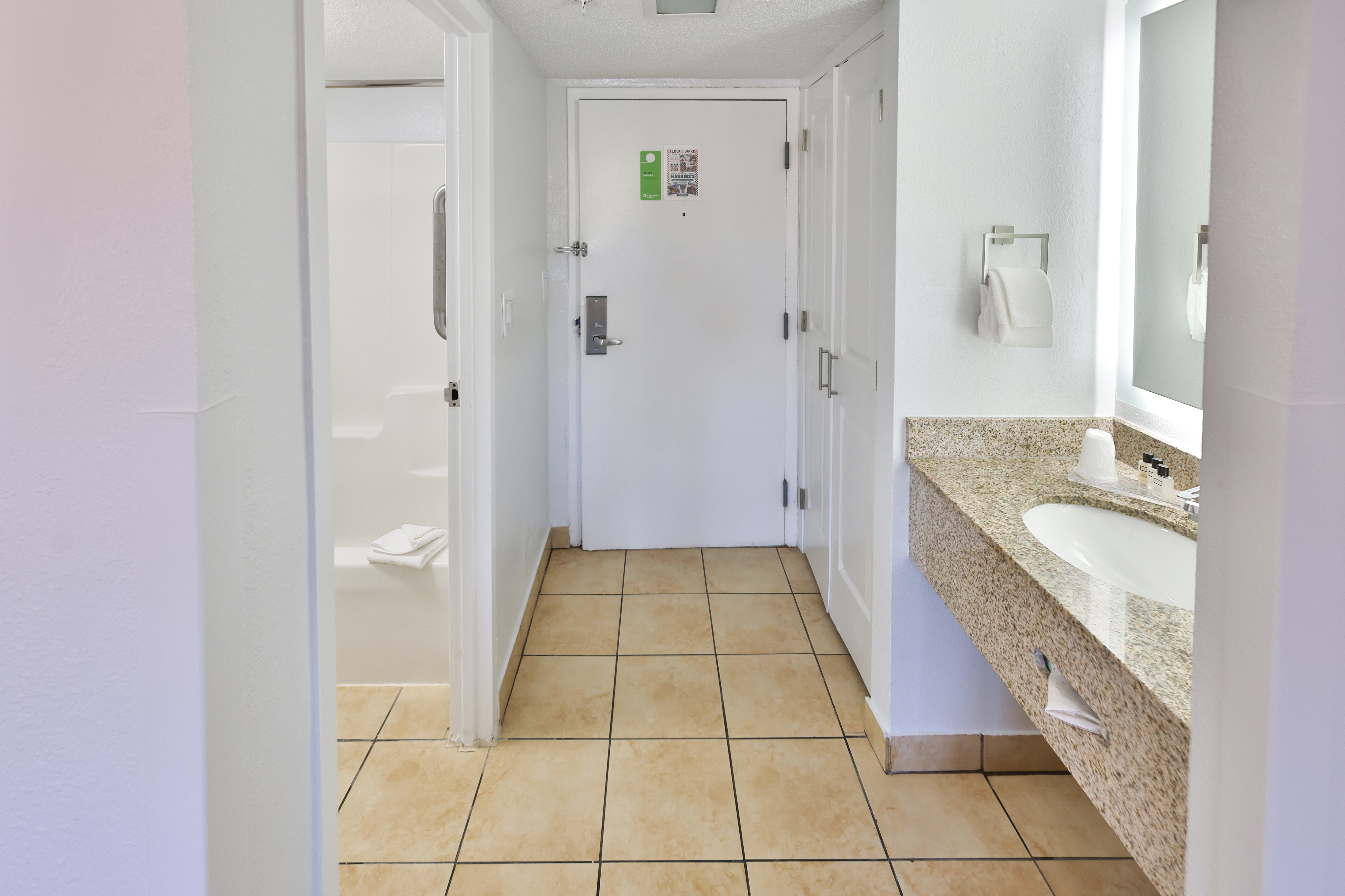 Guest room bath at the Wyndham Garden Fort Walton Beach Destin in Fort Walton Beach, Florida