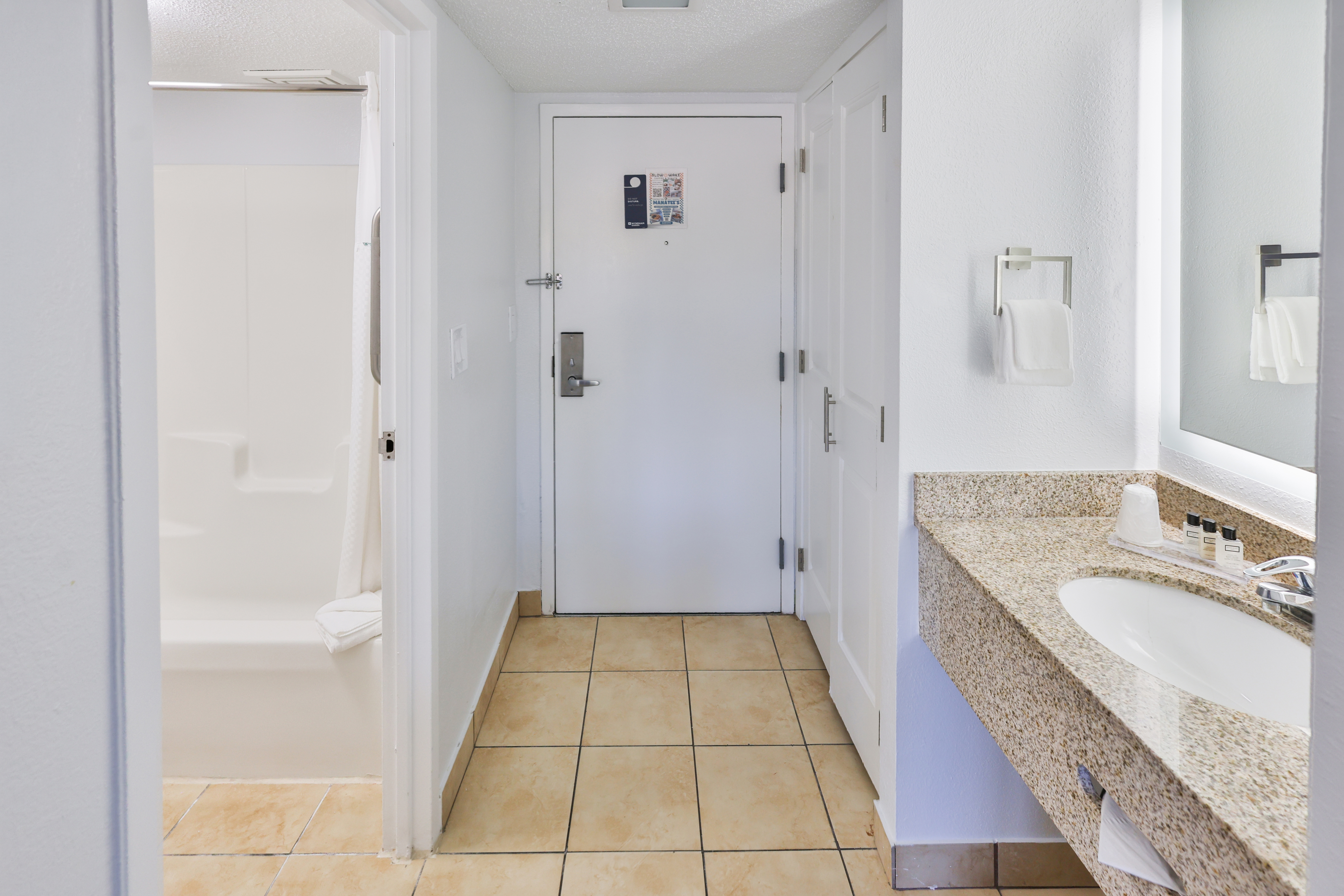 Guest room bath at the Wyndham Garden Fort Walton Beach Destin in Fort Walton Beach, Florida