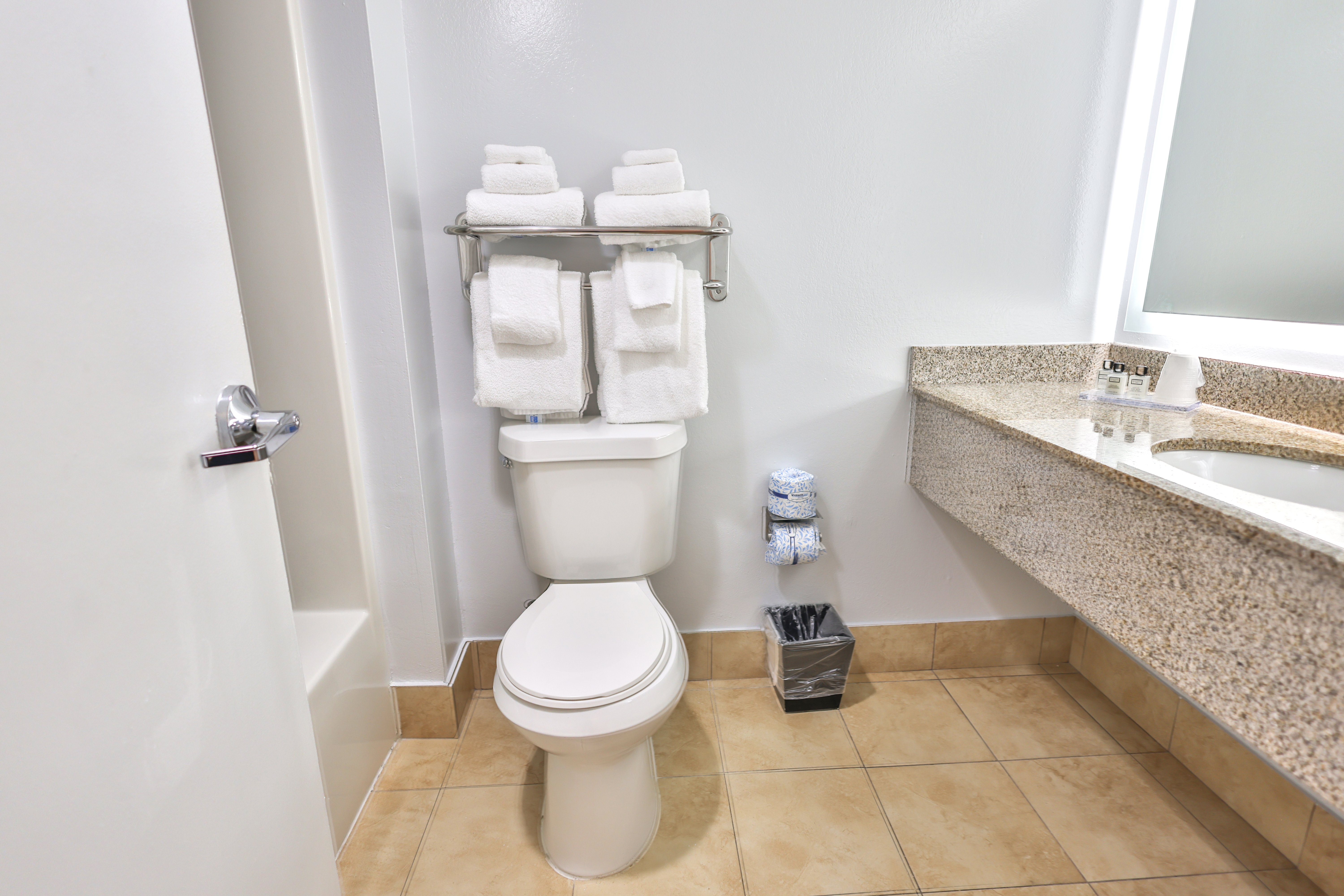 Guest room bath at the Wyndham Garden Fort Walton Beach Destin in Fort Walton Beach, Florida