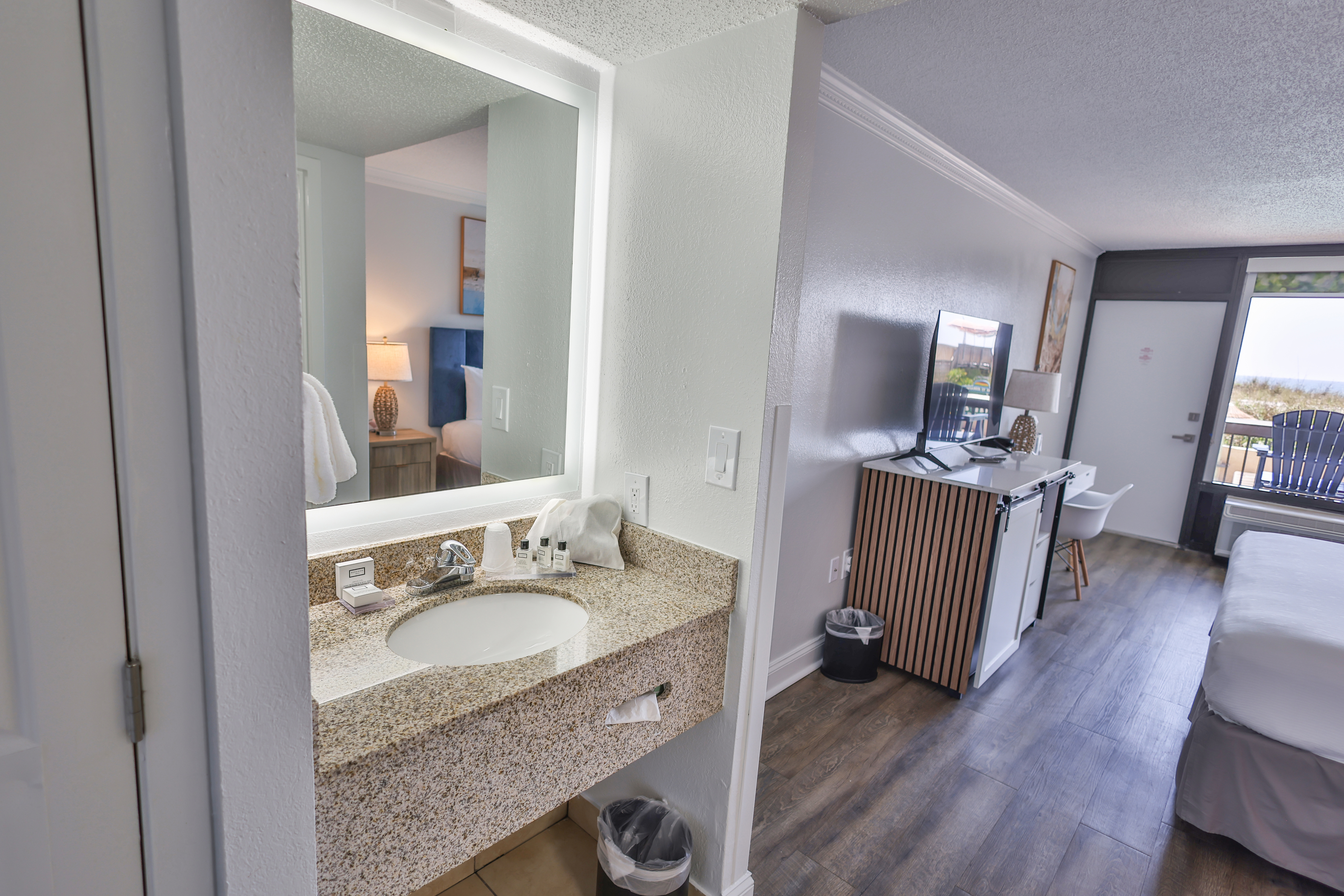 Guest room bath at the Wyndham Garden Fort Walton Beach Destin in Fort Walton Beach, Florida