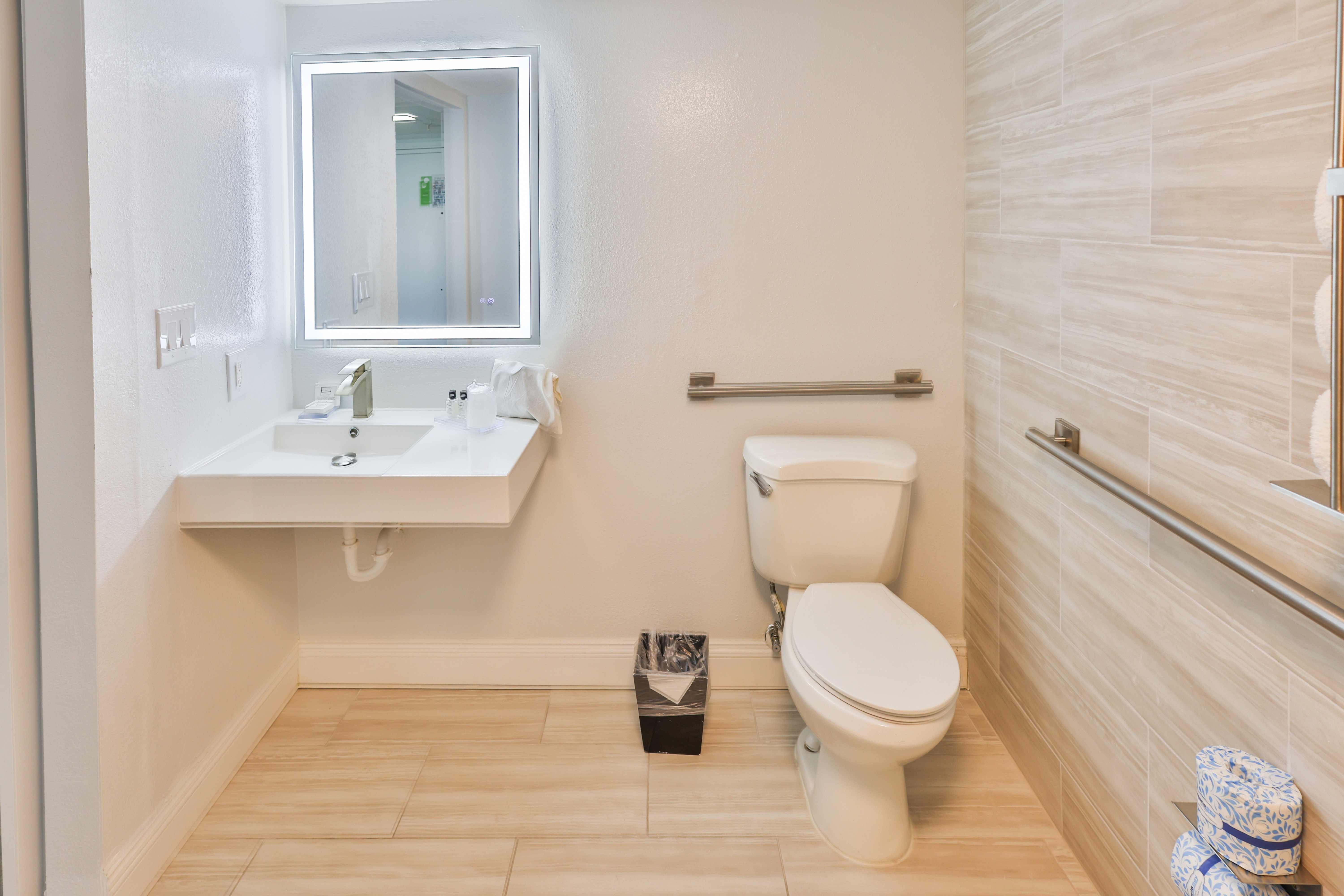 Guest room bath at the Wyndham Garden Fort Walton Beach Destin in Fort Walton Beach, Florida