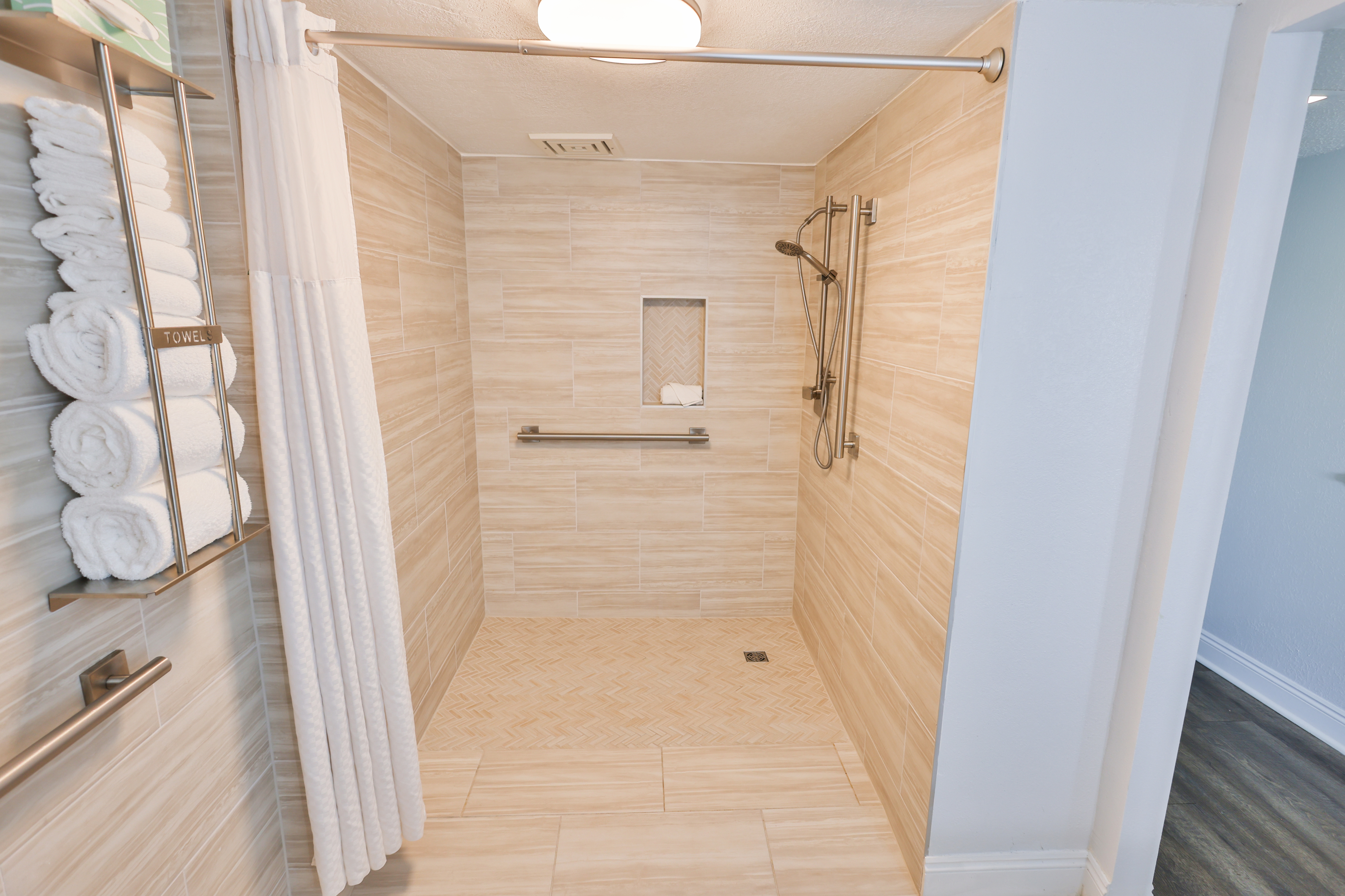 Guest room bath at the Wyndham Garden Fort Walton Beach Destin in Fort Walton Beach, Florida