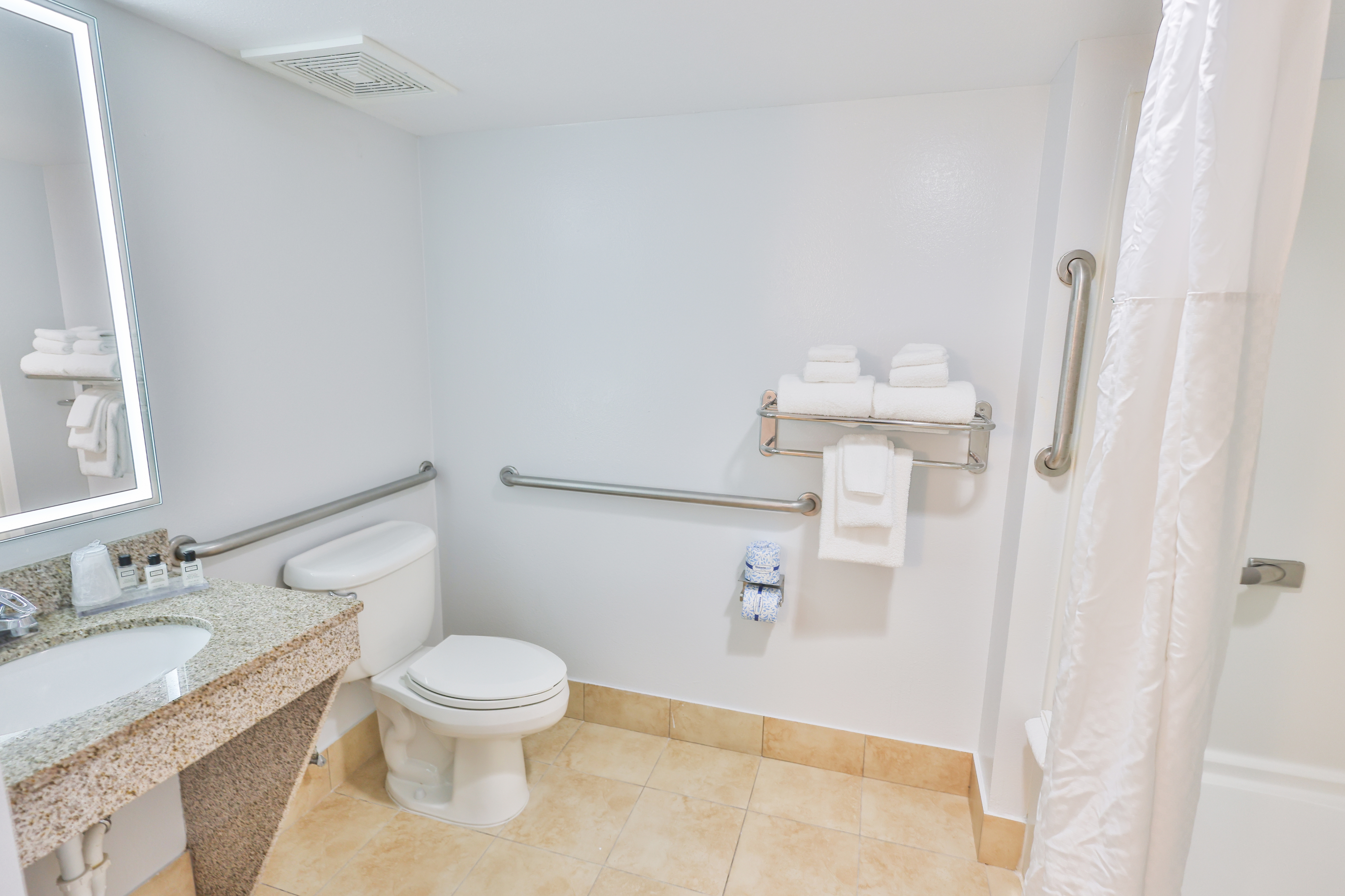 Guest room bath at the Wyndham Garden Fort Walton Beach Destin in Fort Walton Beach, Florida