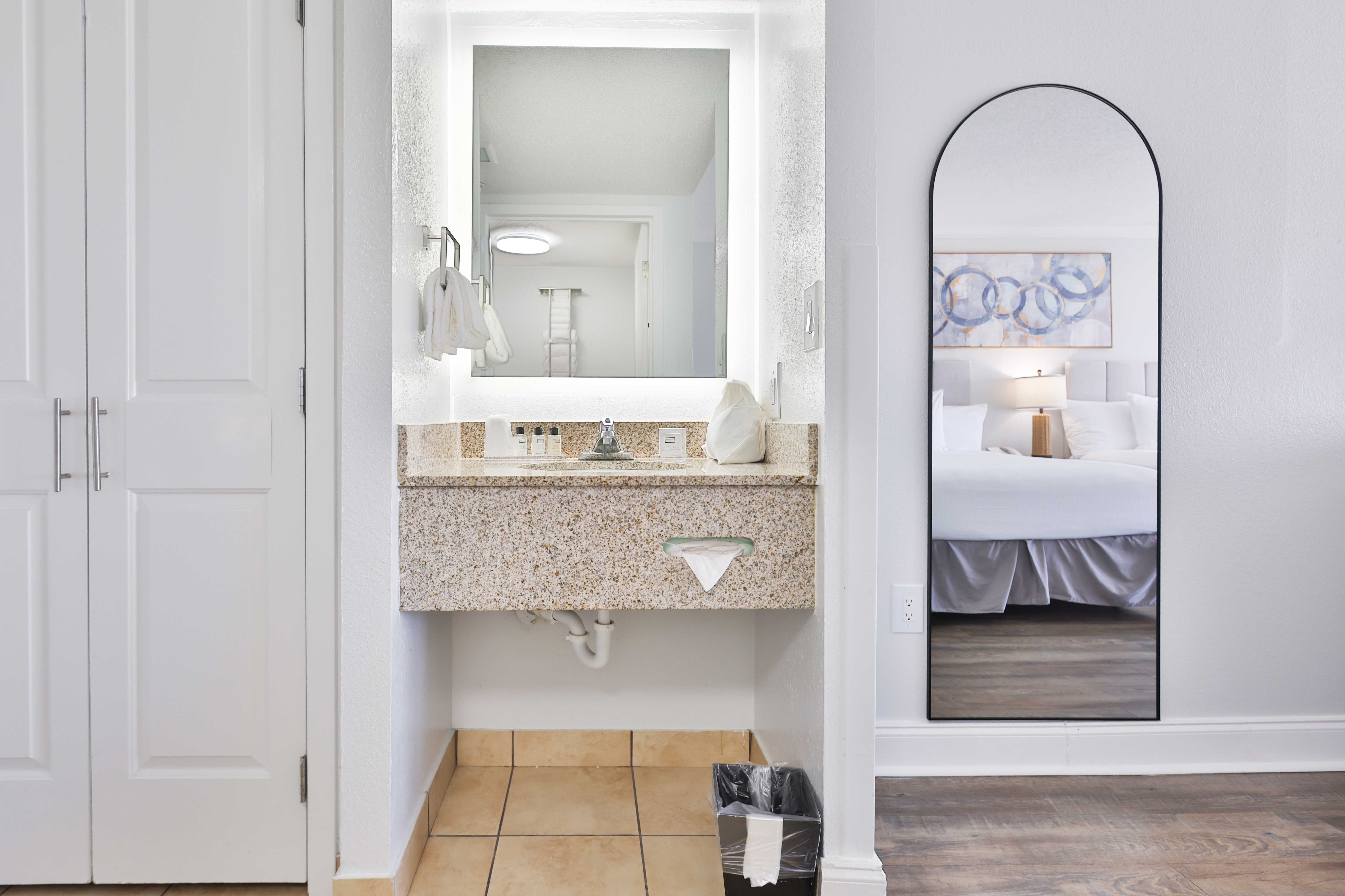 Guest room bath at the Wyndham Garden Fort Walton Beach Destin in Fort Walton Beach, Florida