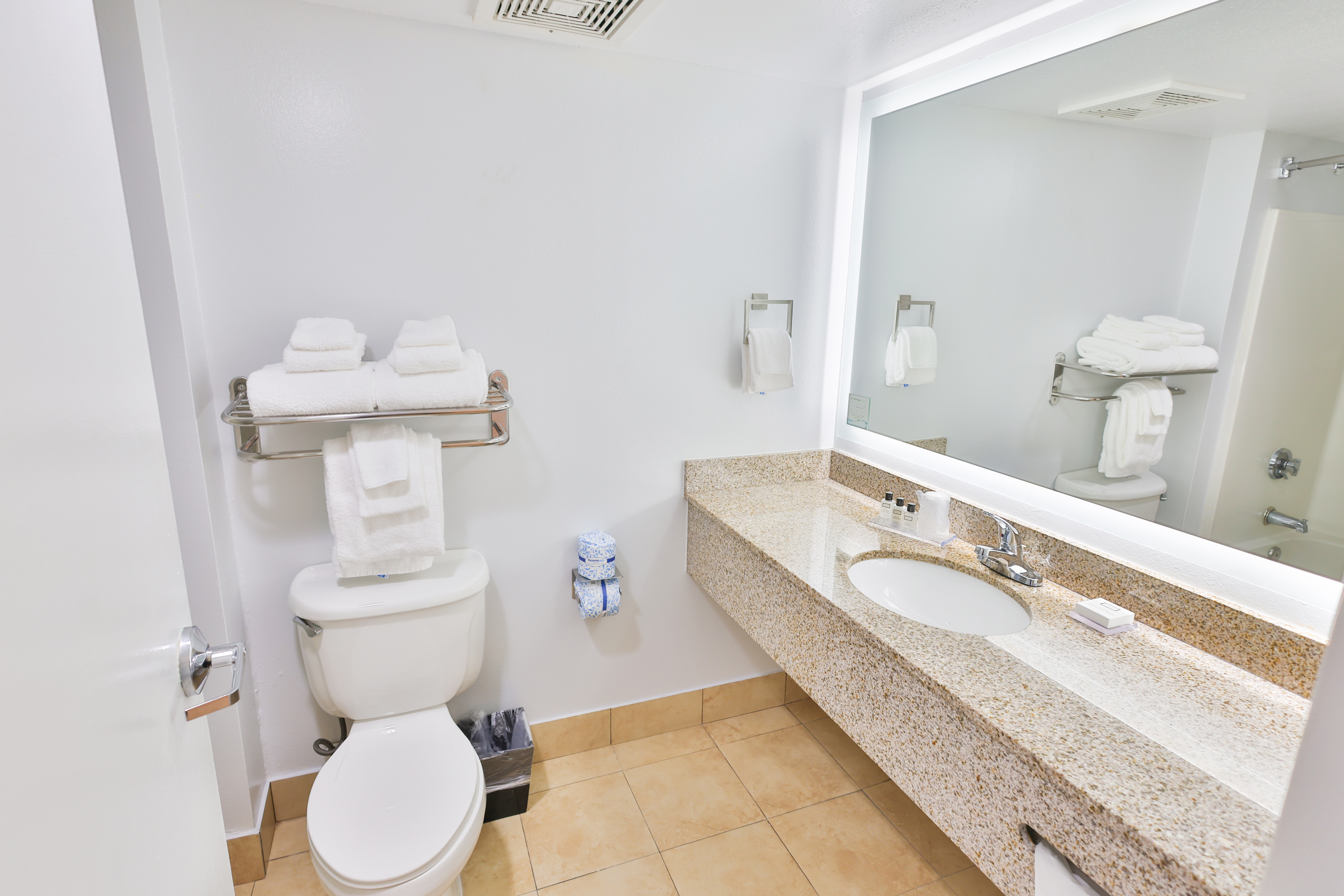 Guest room bath at the Wyndham Garden Fort Walton Beach Destin in Fort Walton Beach, Florida