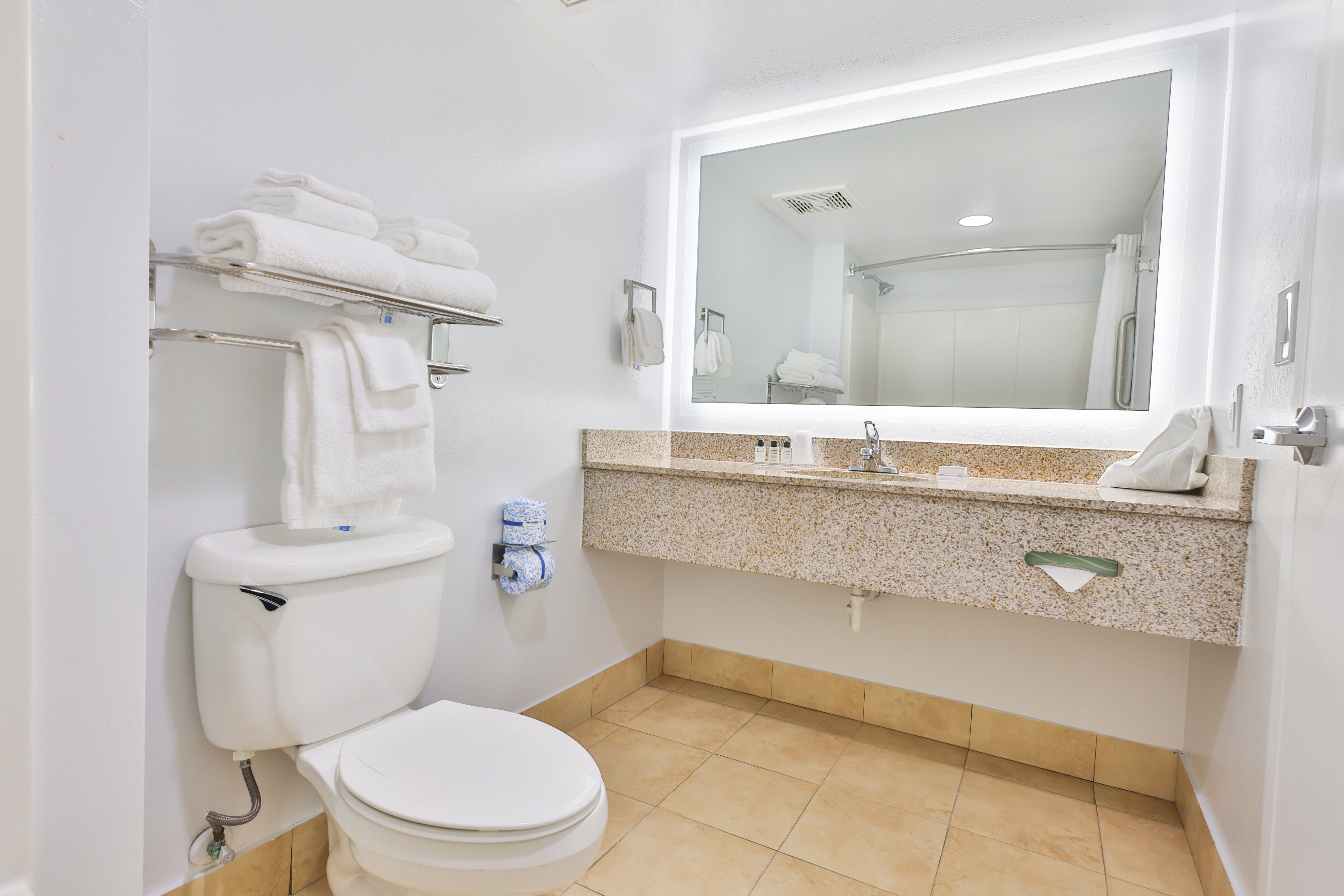 Guest room bath at the Wyndham Garden Fort Walton Beach Destin in Fort Walton Beach, Florida