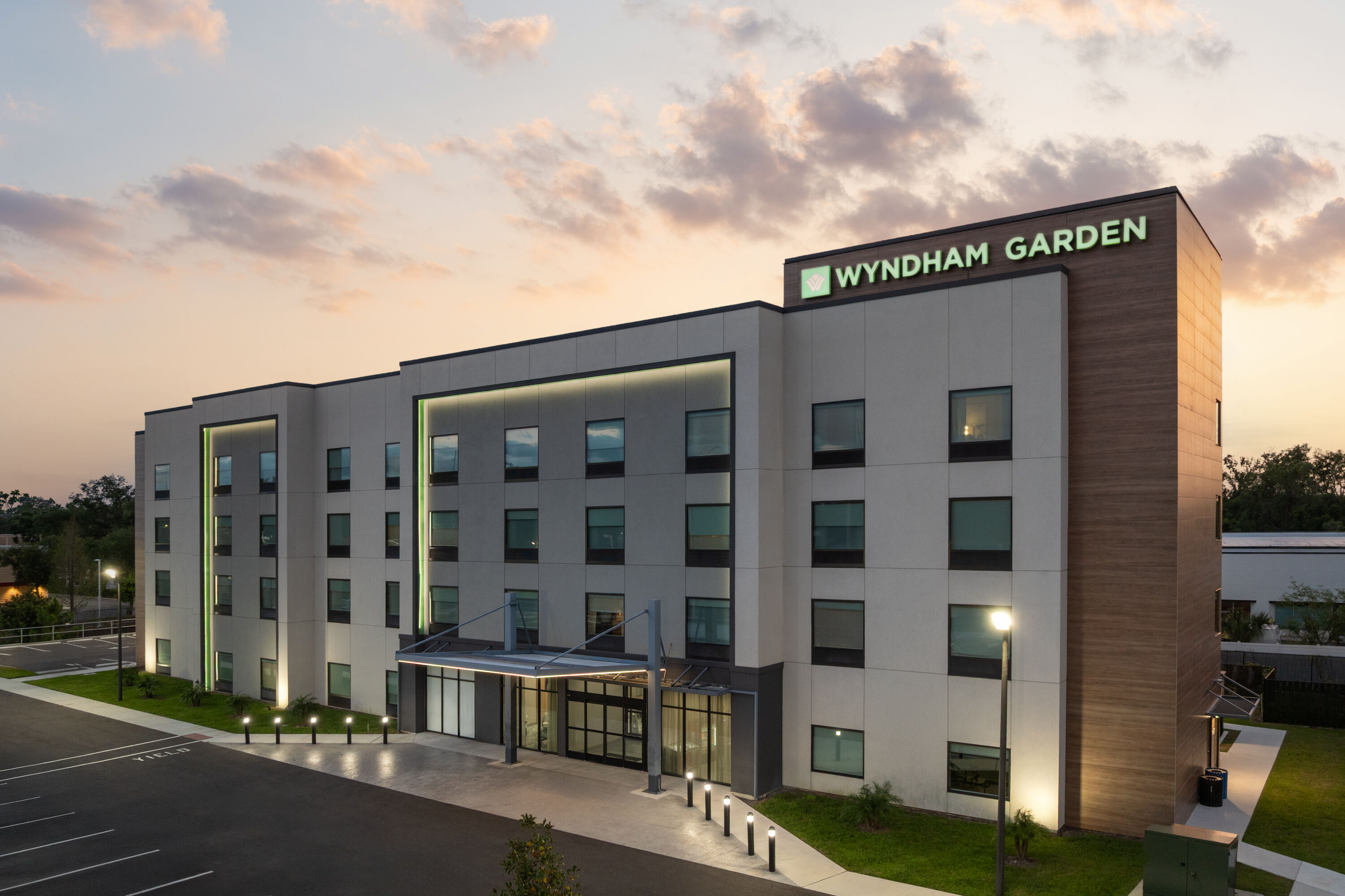 Exterior Dusk Image of Wyndham Garden Tampa Fairgrounds/Casino hotel in Tampa, Florida