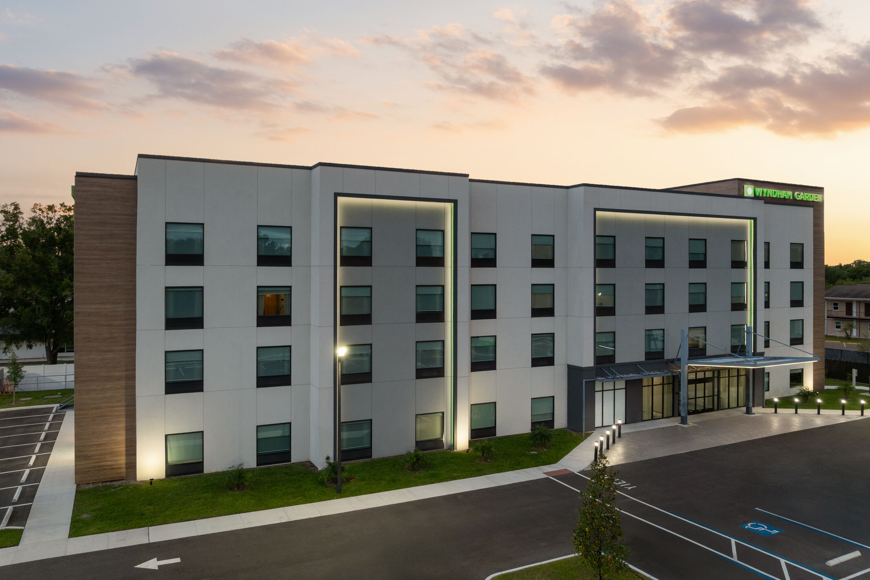 Exterior Dusk Image of Wyndham Garden Tampa Fairgrounds/Casino hotel in Tampa, Florida
