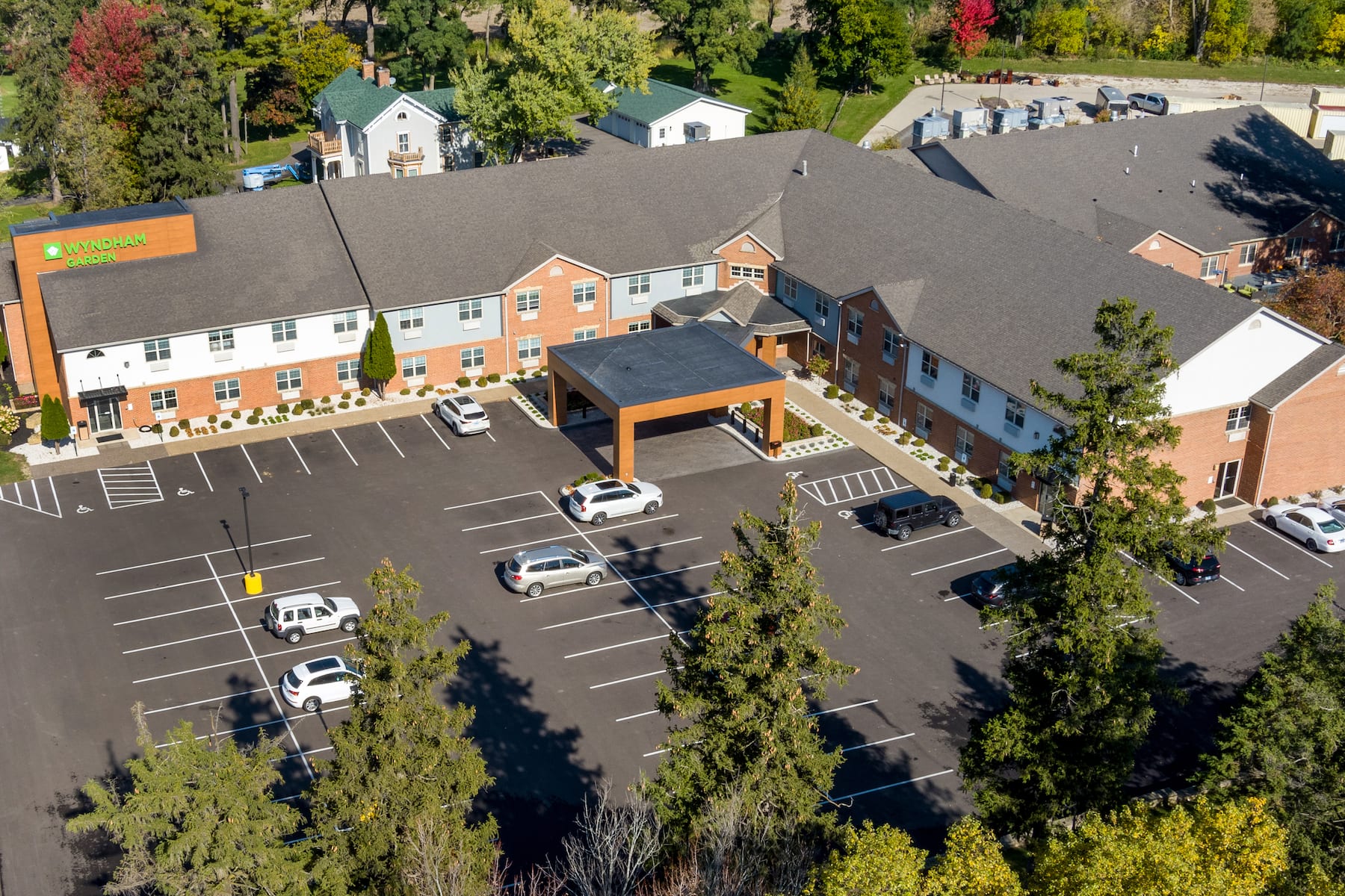 Aerial View of Wyndham Garden Galena Hotel & Day Spa hotel in Galena, Illinois