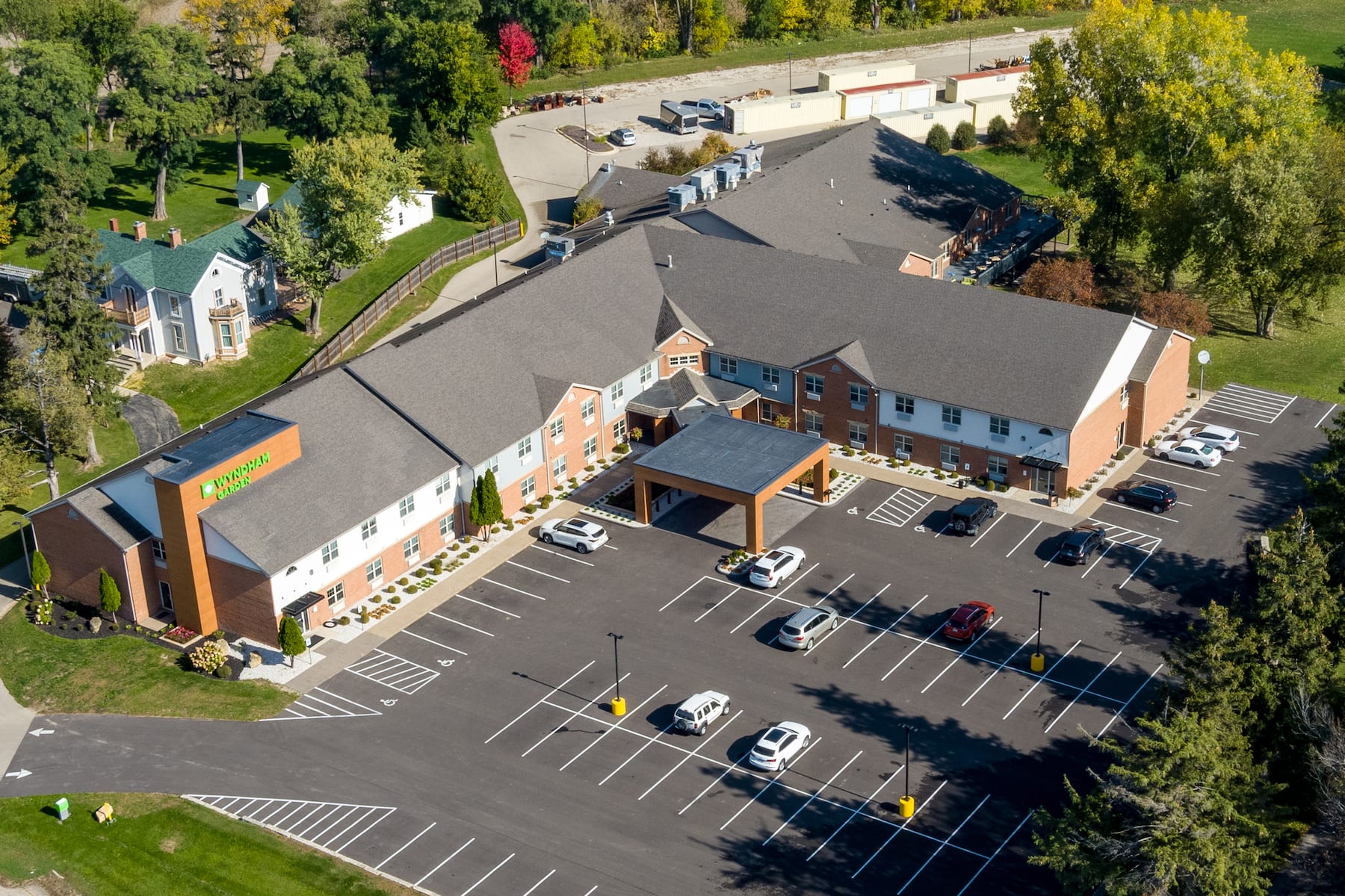 Aerial View of Wyndham Garden Galena Hotel & Day Spa hotel in Galena, Illinois