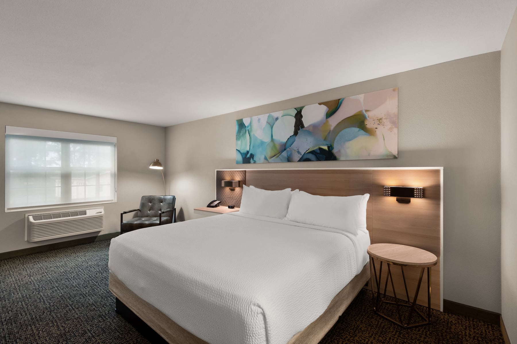 Guest room at the Wyndham Garden Galena Hotel & Day Spa in Galena, Illinois