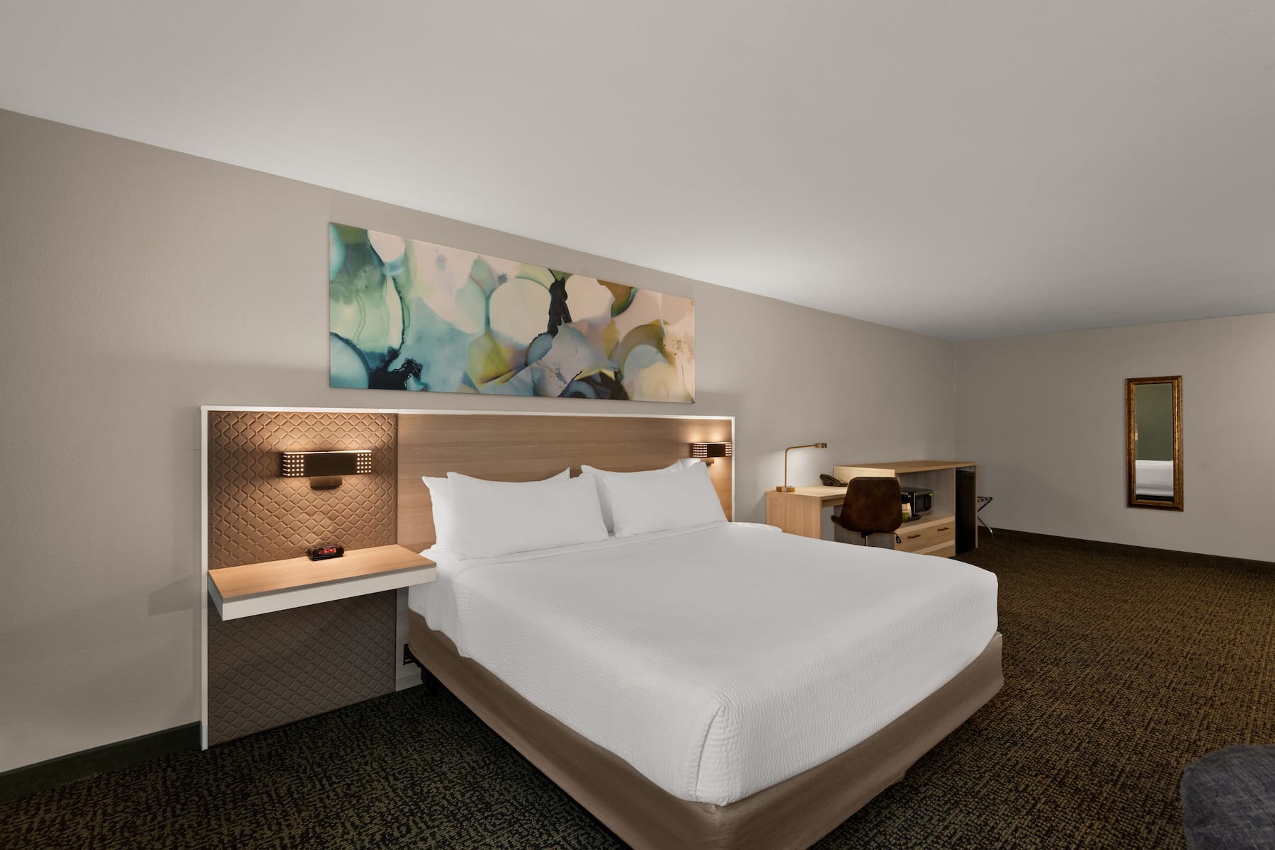 Guest room at the Wyndham Garden Galena Hotel & Day Spa in Galena, Illinois