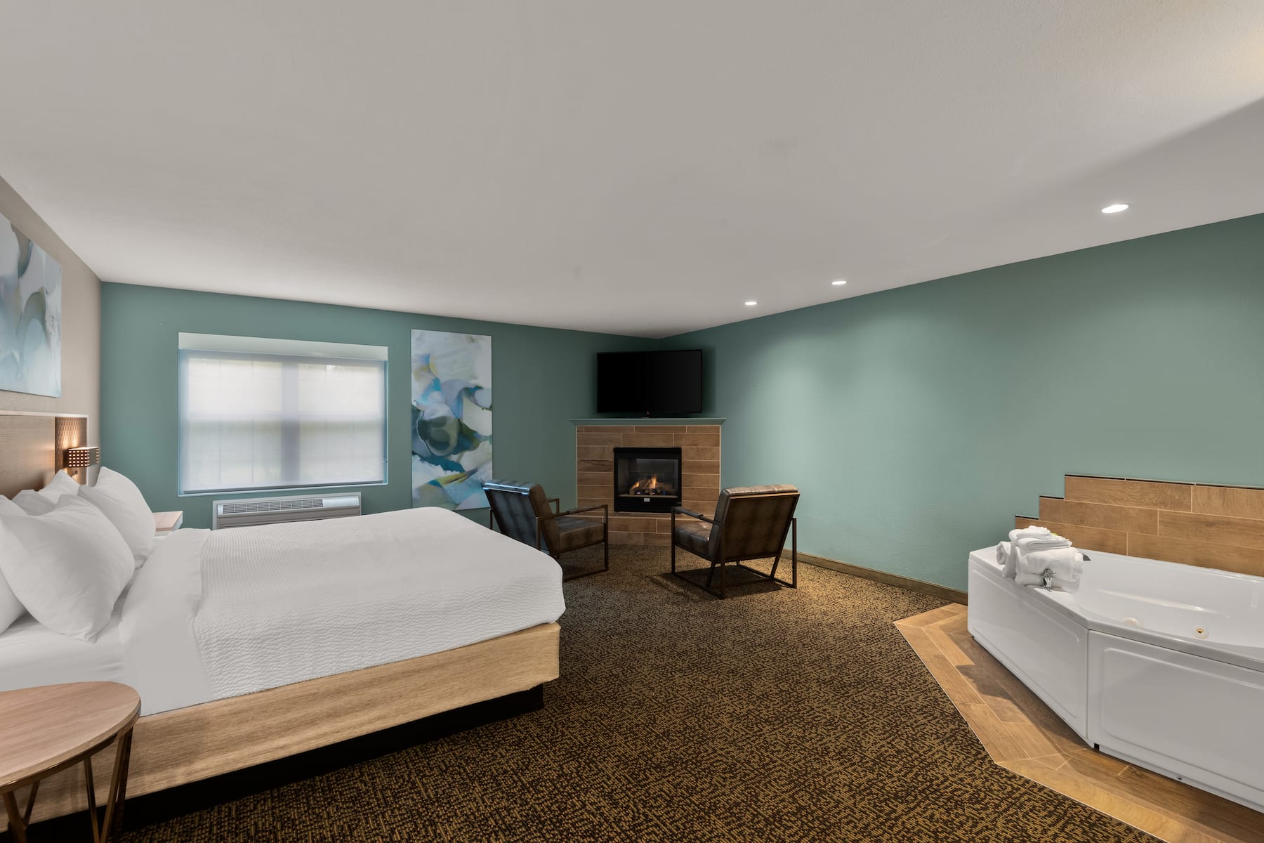 Guest room at the Wyndham Garden Galena Hotel & Day Spa in Galena, Illinois