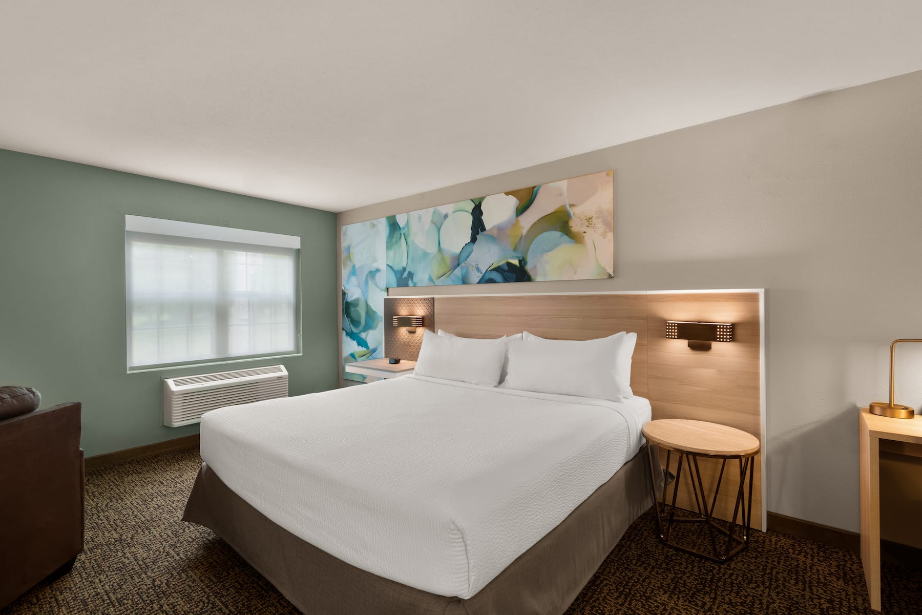 Guest room at the Wyndham Garden Galena Hotel & Day Spa in Galena, Illinois