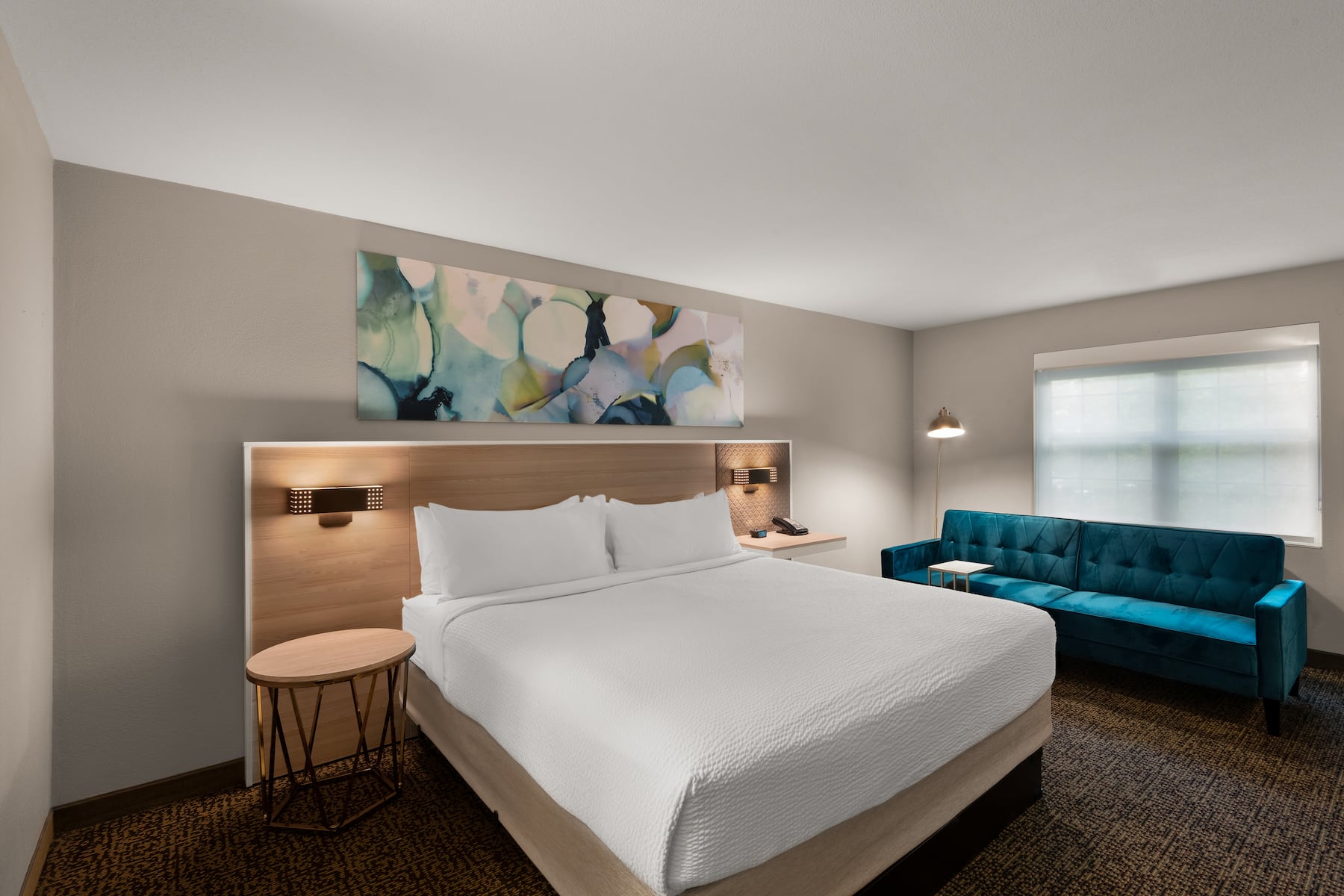 Guest room at the Wyndham Garden Galena Hotel & Day Spa in Galena, Illinois