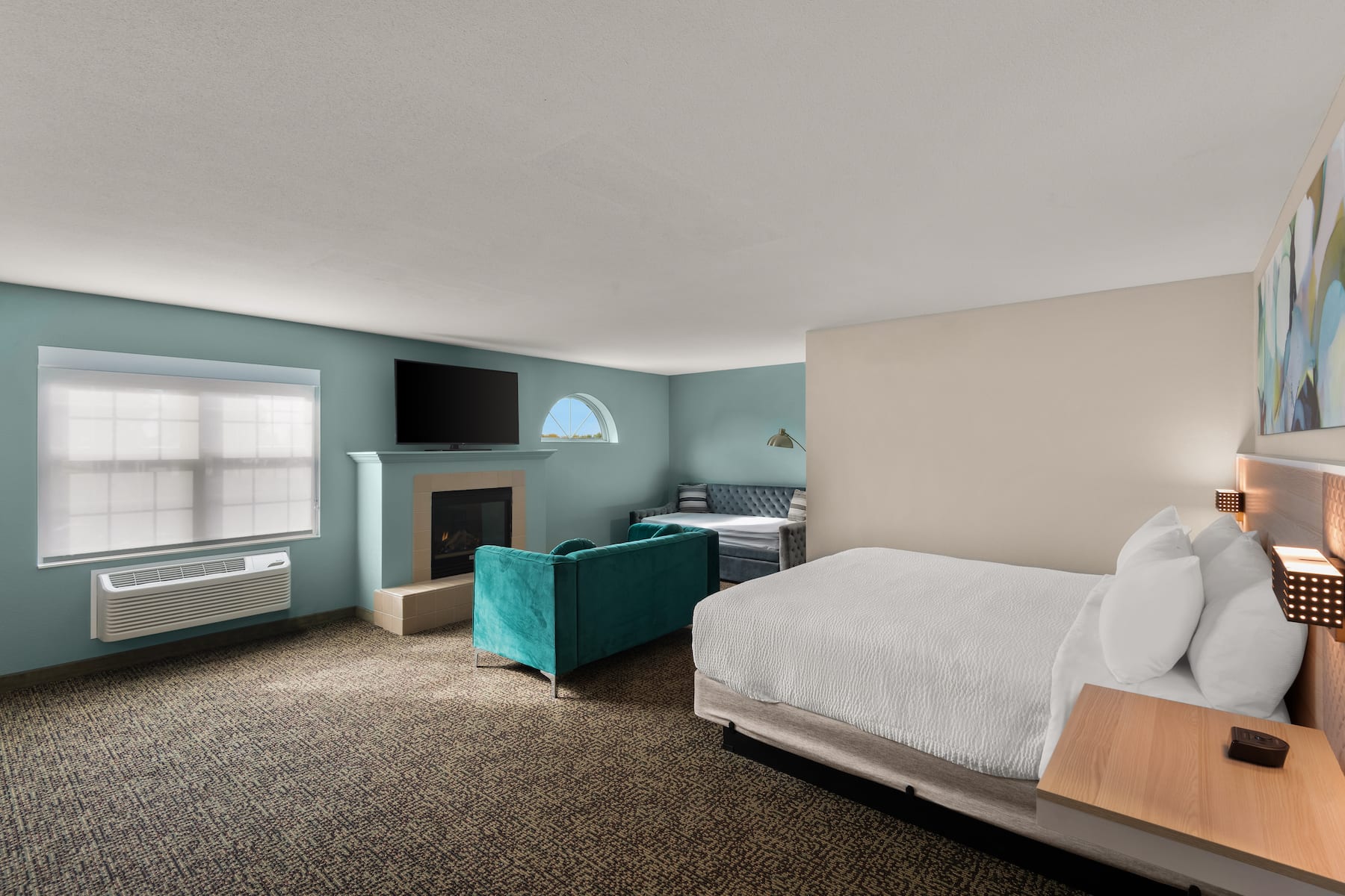 Guest room at the Wyndham Garden Galena Hotel & Day Spa in Galena, Illinois