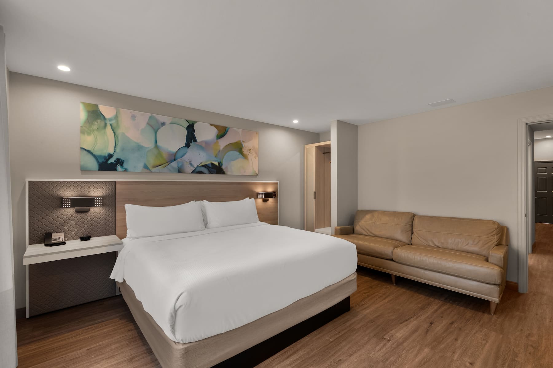 Guest room at the Wyndham Garden Galena Hotel & Day Spa in Galena, Illinois