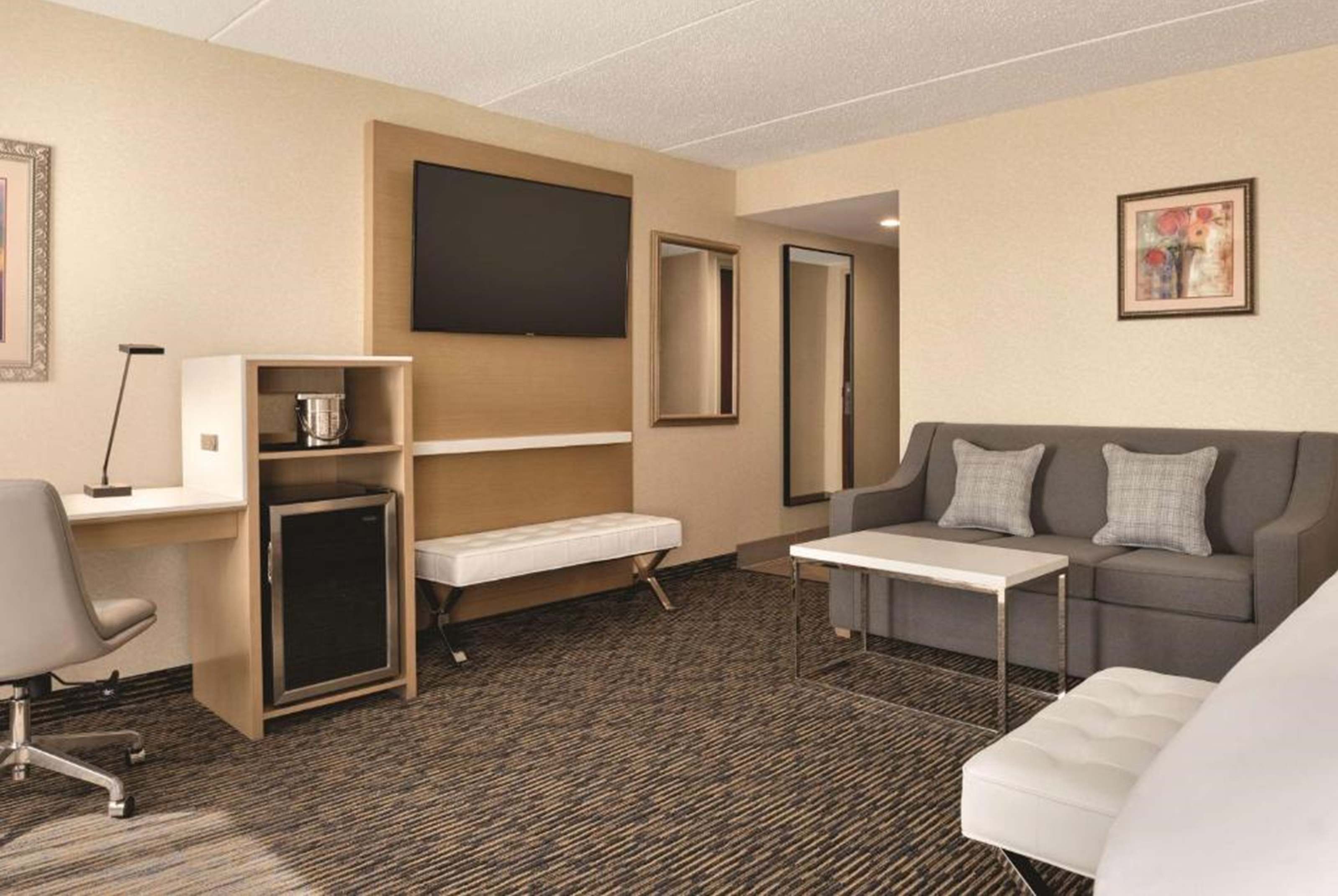 Guest room at the Wyndham Garden Conference Center Champaign/Urbana in Urbana, Illinois