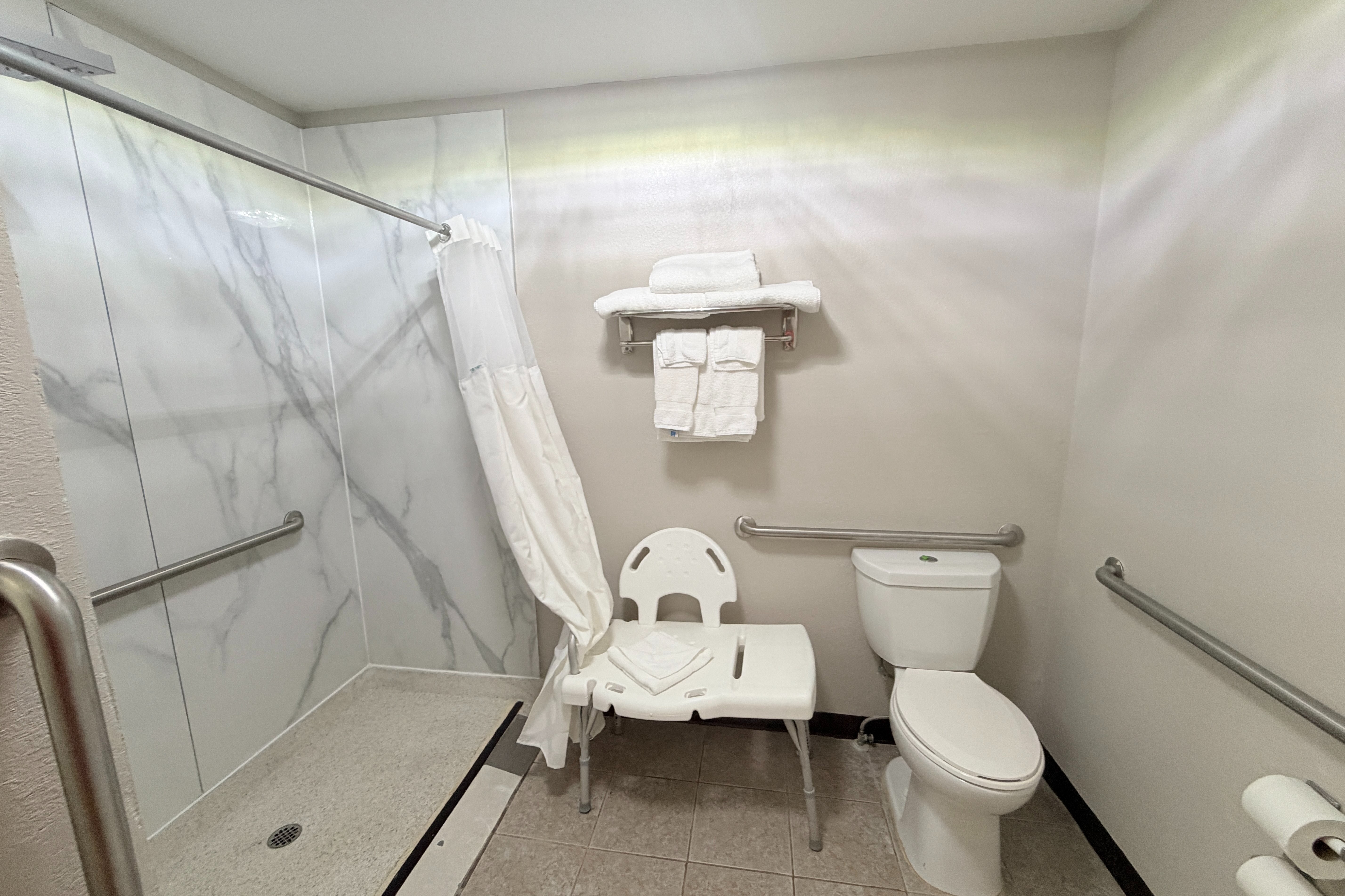 Guest room bath at the Wyndham Garden Salina Conference Center in Salina, Kansas